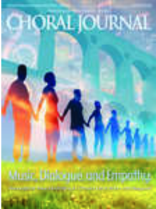 Cover of Choral Journal with the theme “Music, Dialogue and Empathy,” showing silhouettes of people holding hands.