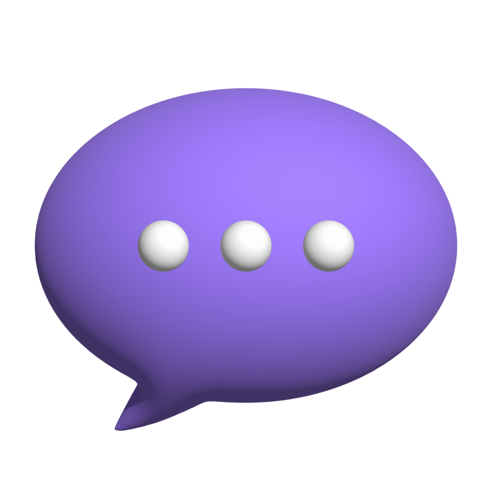 Purple speech bubble with three white dots inside.