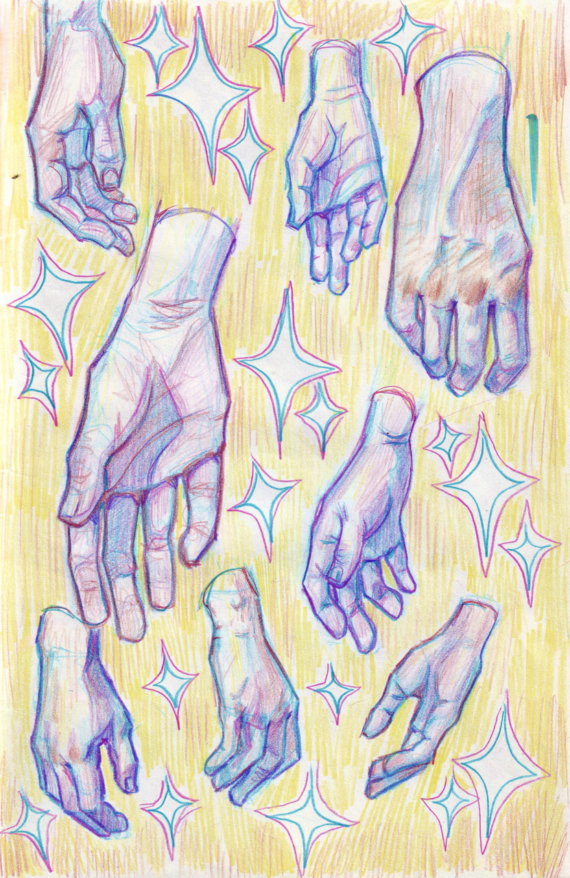 hand studies (2025)
colored pencil