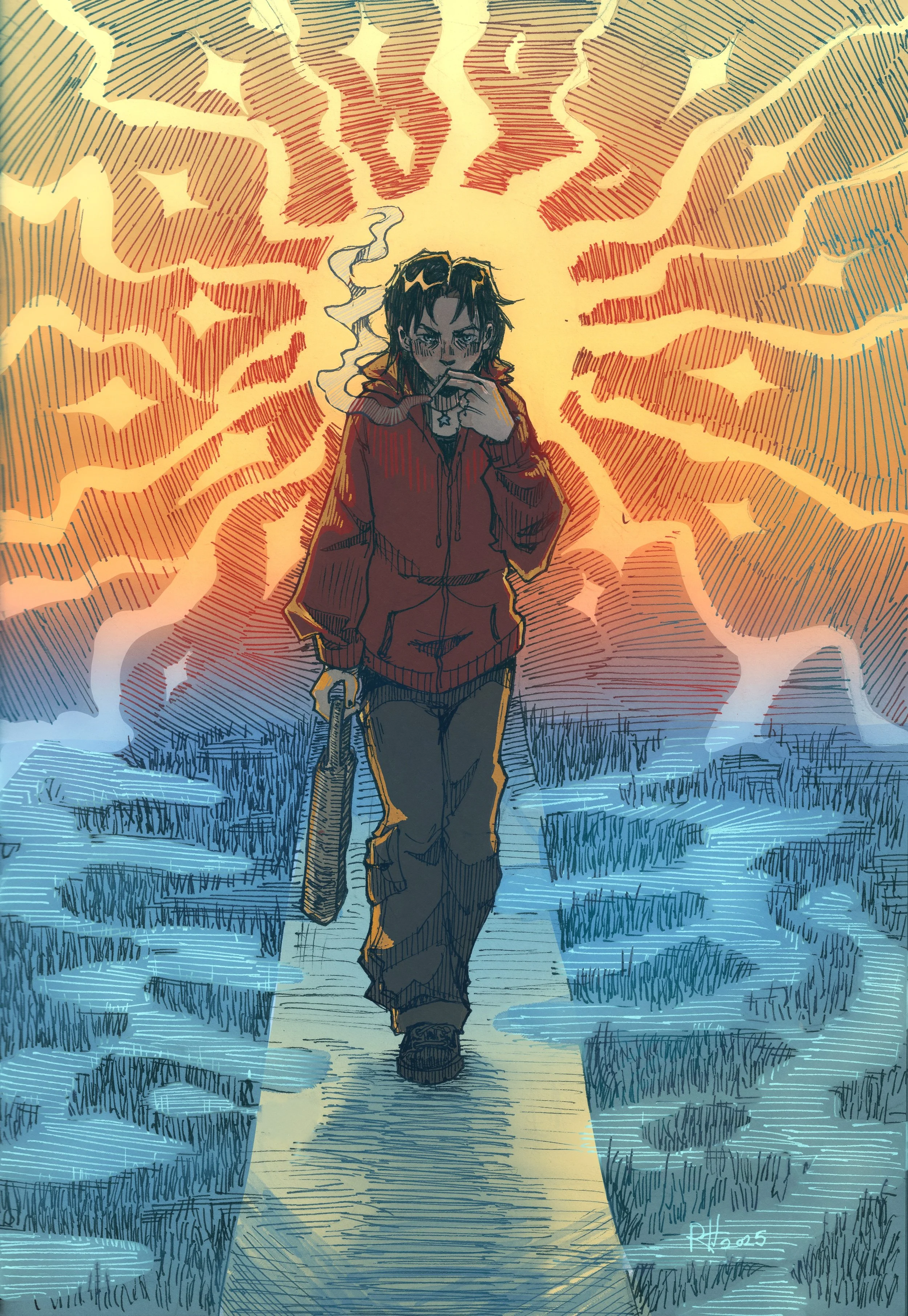 eluding (2025)
ink on paper, colored in clip studio paint