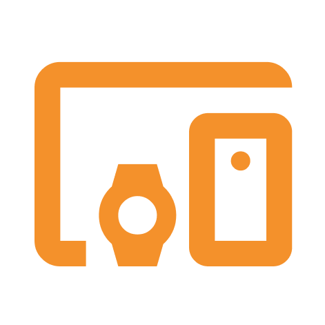 Orange upward-trending arrow and bar chart on black background