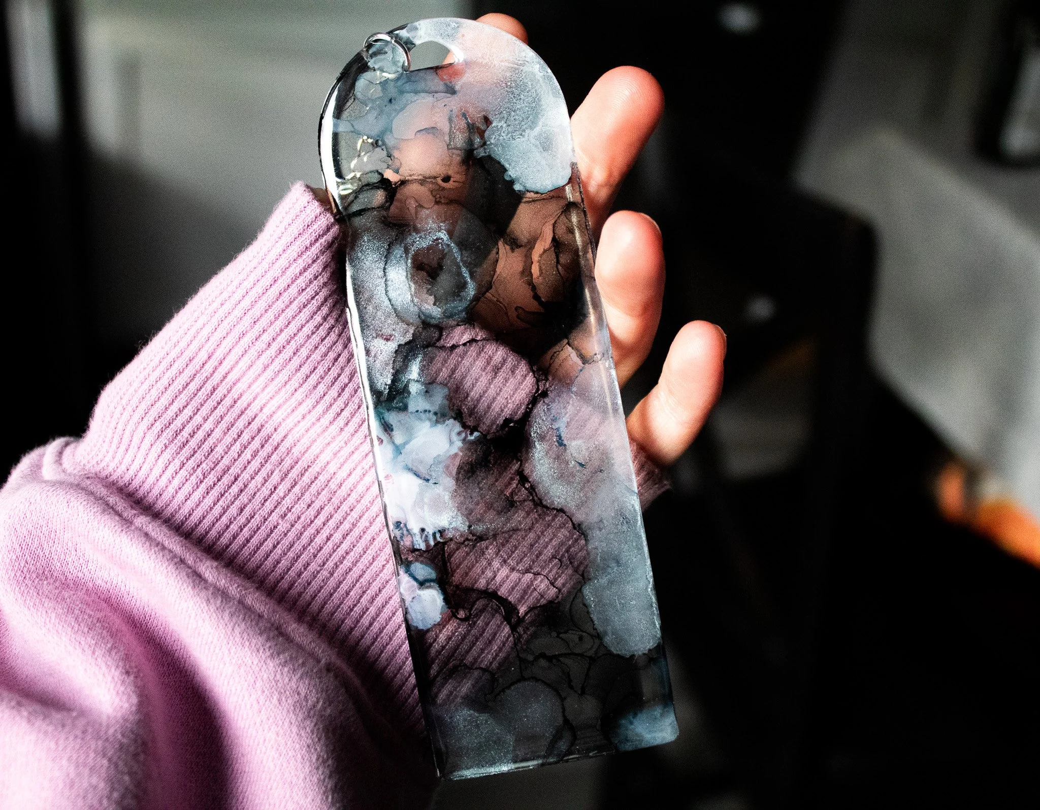 Obsidian Veil • One-of-a-Kind Resin Bookmark • 2×6"