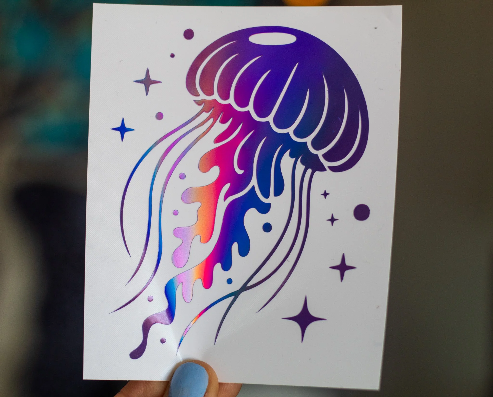 Dreamwave Jellyfish • Holographic Vinyl Decal • 4x3"