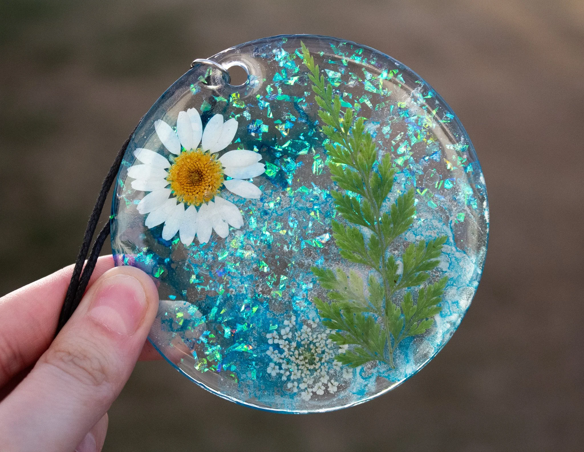 Electric Flora • One-of-a-Kind Resin Suncatcher • 3.5