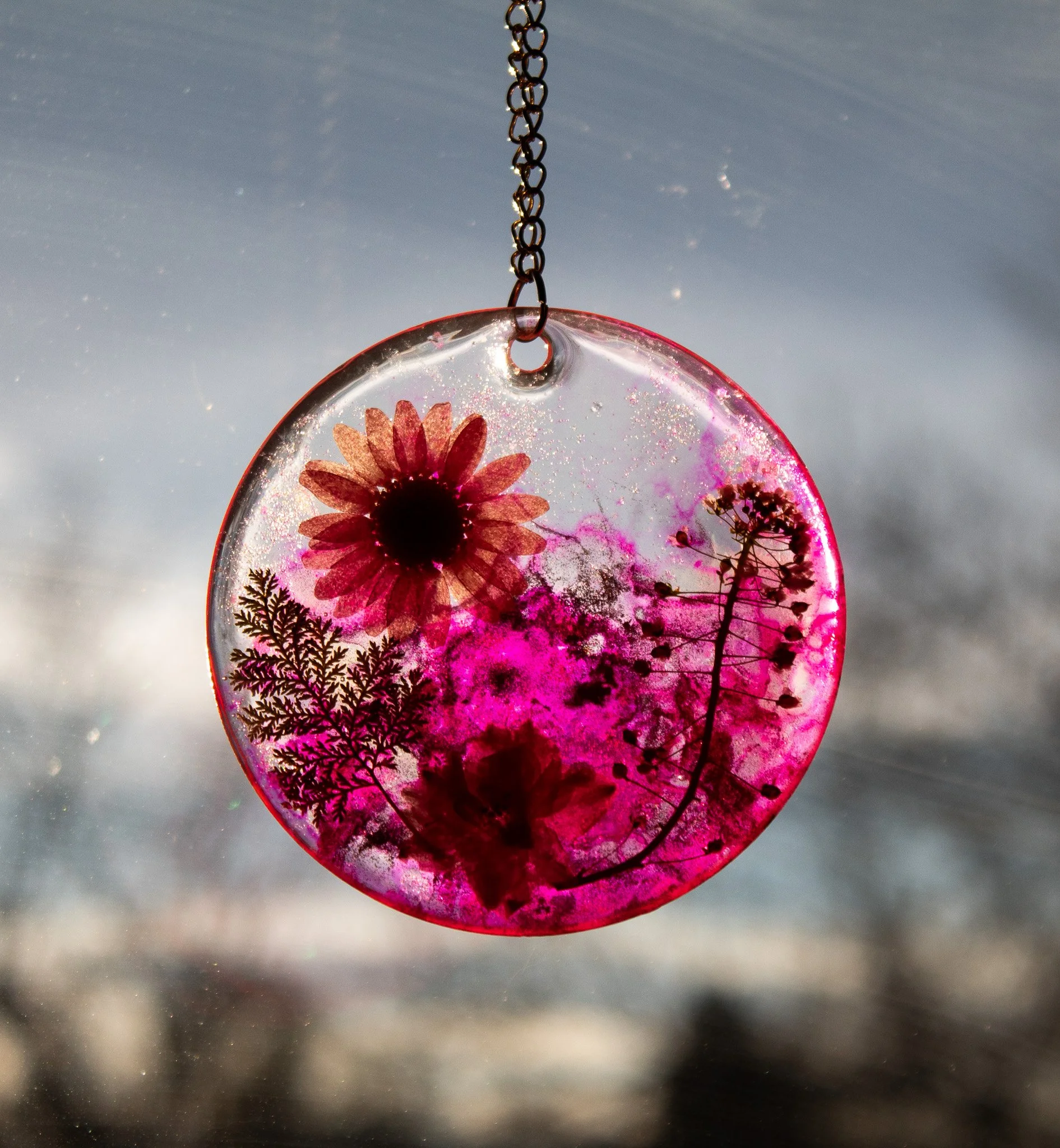 Pink Static • One-of-a-Kind Resin Suncatcher • 3.5