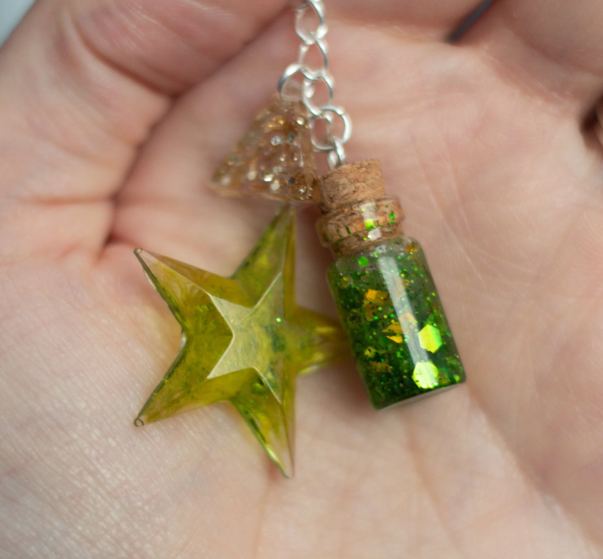 Verdant Wish • Glow-in-the-Dark Potion Bottle Bag Charm • 2.5"