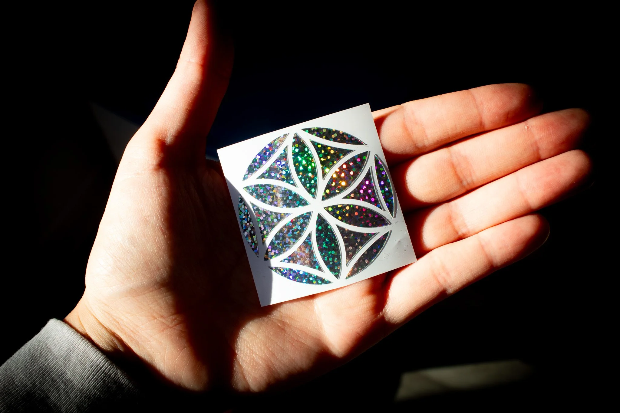 Flower of Life — Silver Rainbow Holographic Vinyl Decal