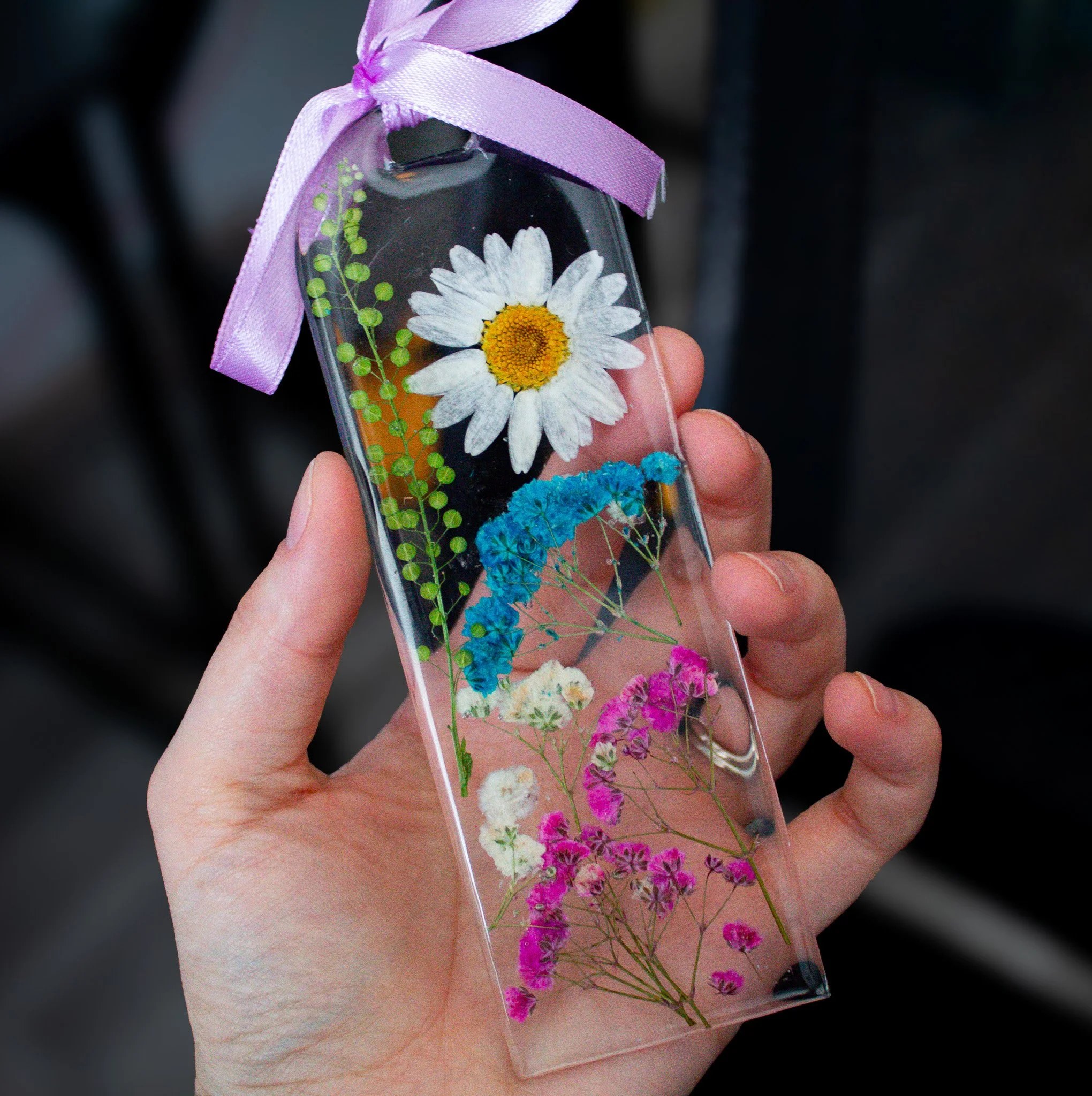 Meadow Whisper • Real Pressed Flower Resin Bookmark • 2x6"