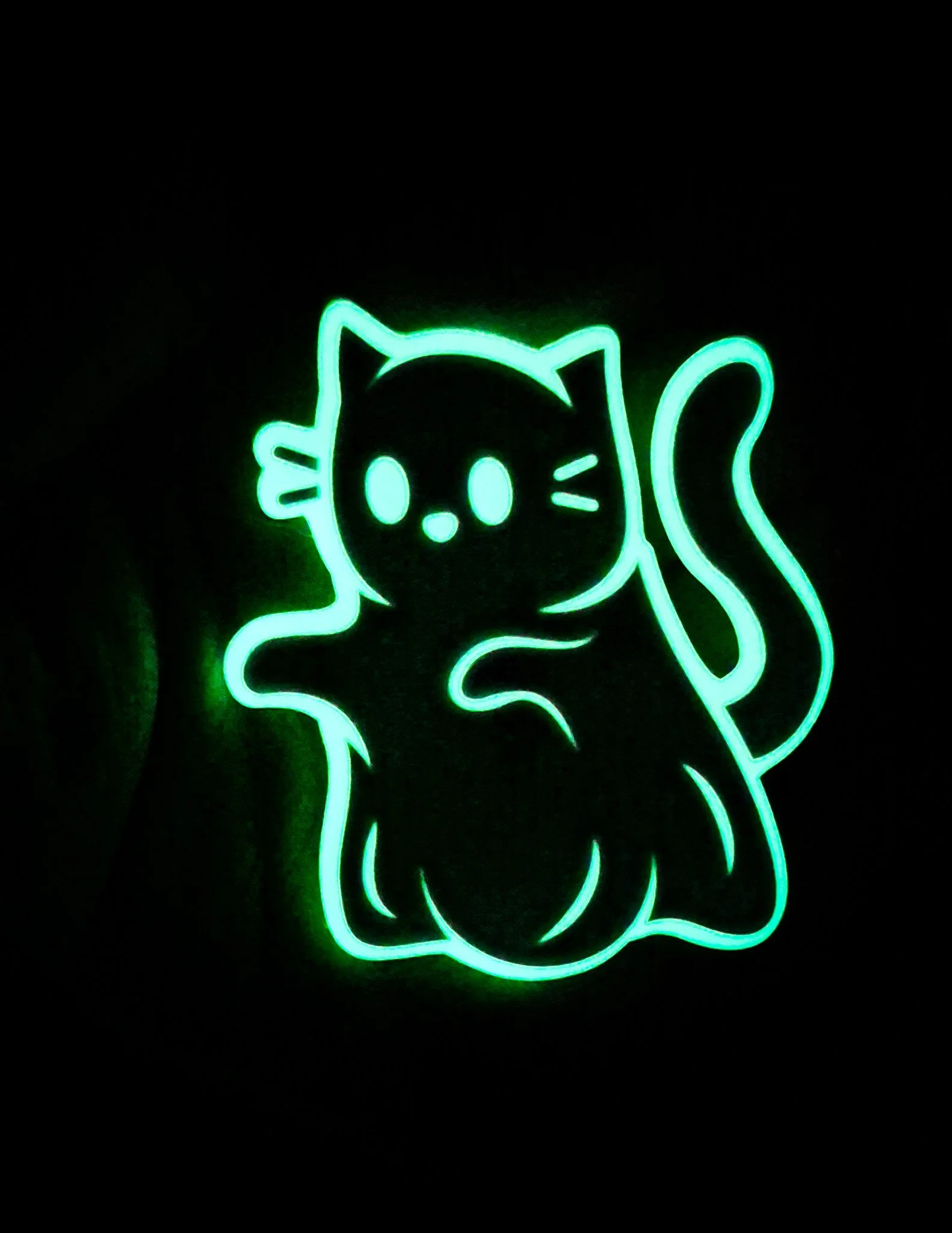 Ghost Glow Cat •  Holographic Glow-in-the-Dark Vinyl Sticker • 3x3"