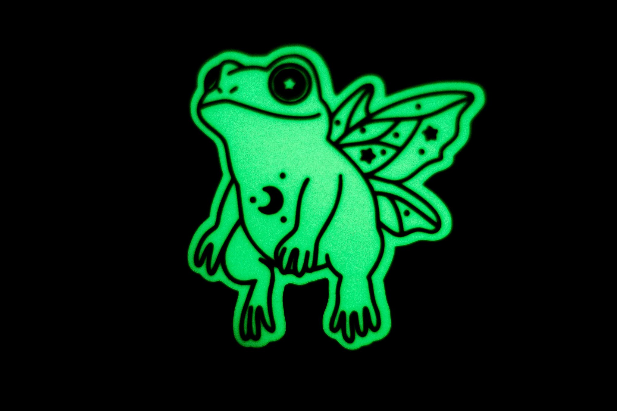 Moonmark Frog | Holographic Glow-in-the-Dark Vinyl Sticker | 3x3