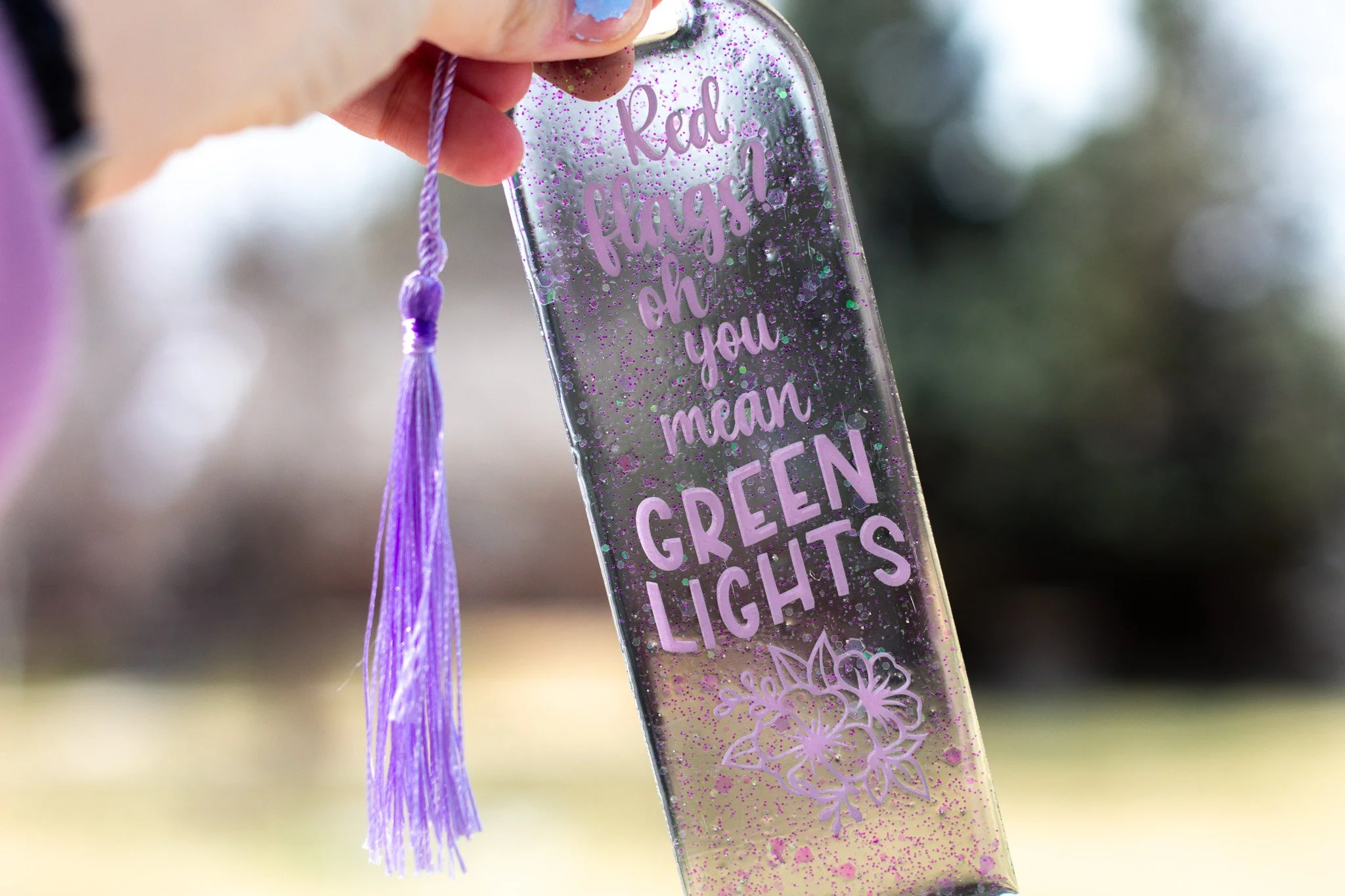 Red Flags or Green Lights • Glow-in-the-Dark Resin Bookmark • 2x6"