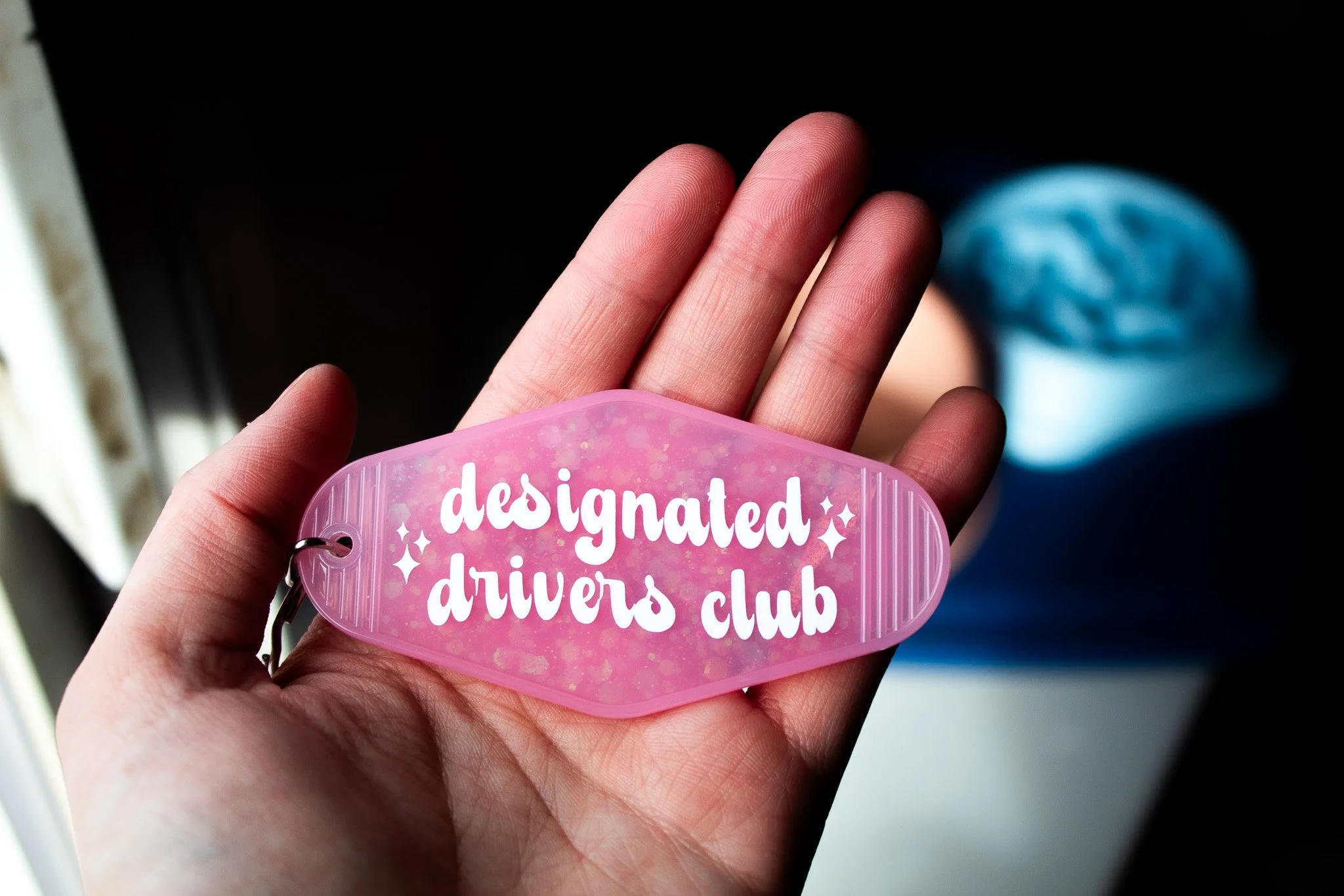 Designated Drivers Club – Glitter Resin Motel Keychain