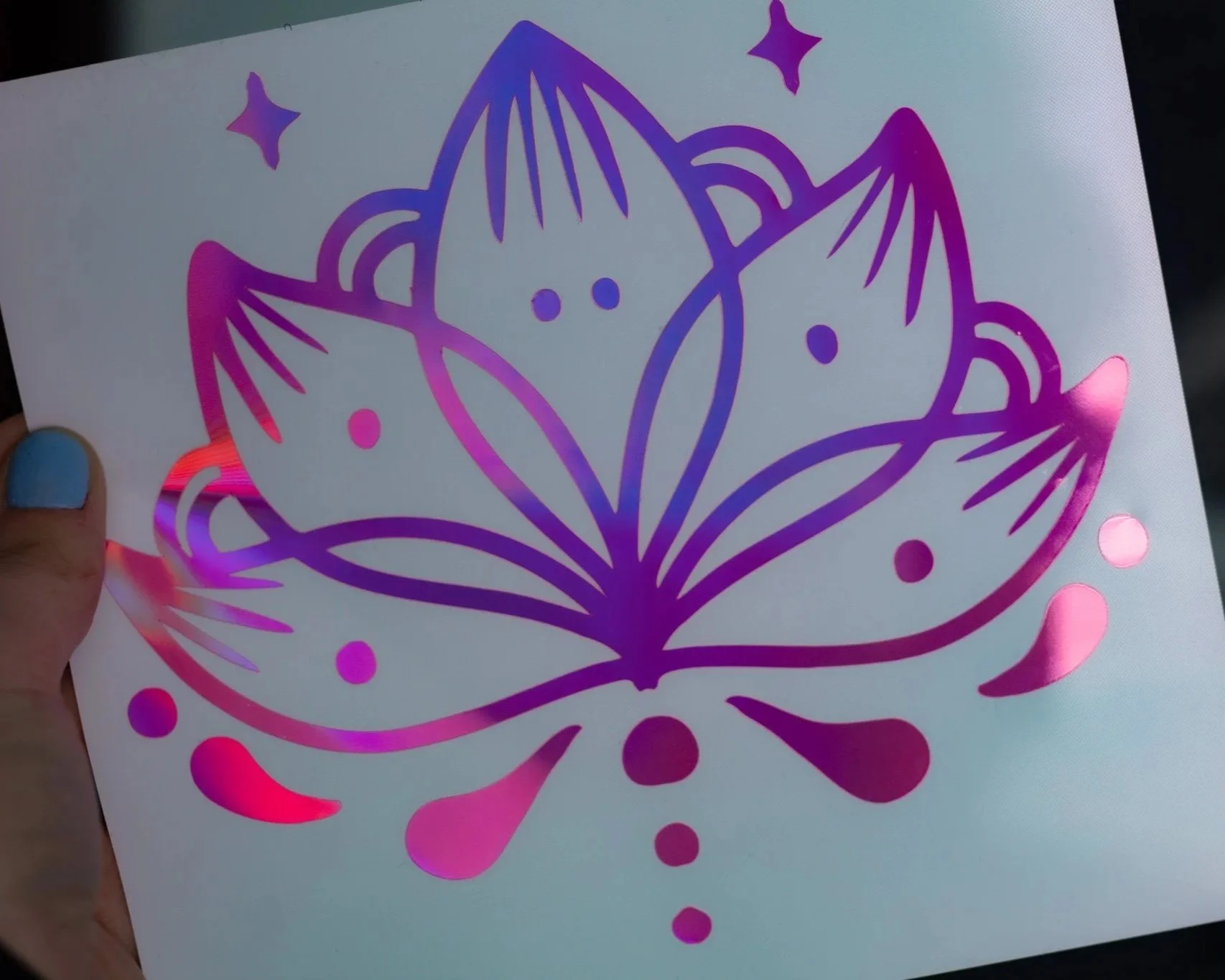 Starlit Lotus • Pink Holographic Vinyl Decal • 6x6