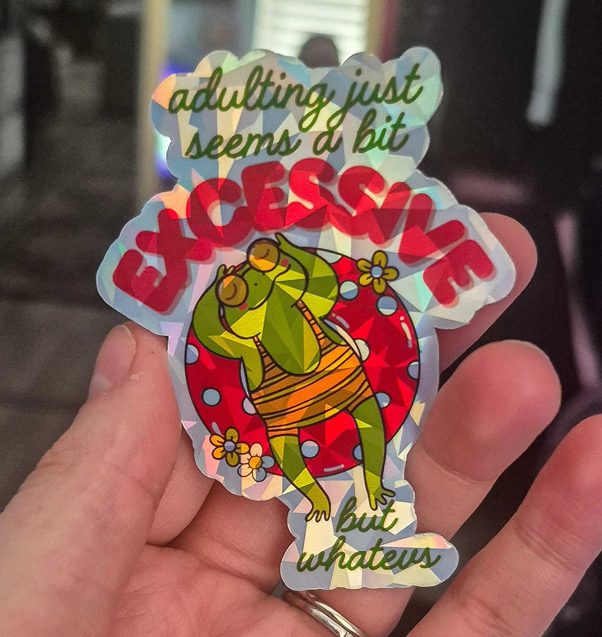 Adulting Just Seems Excessive — Lazy Frog Die-cut Sticker