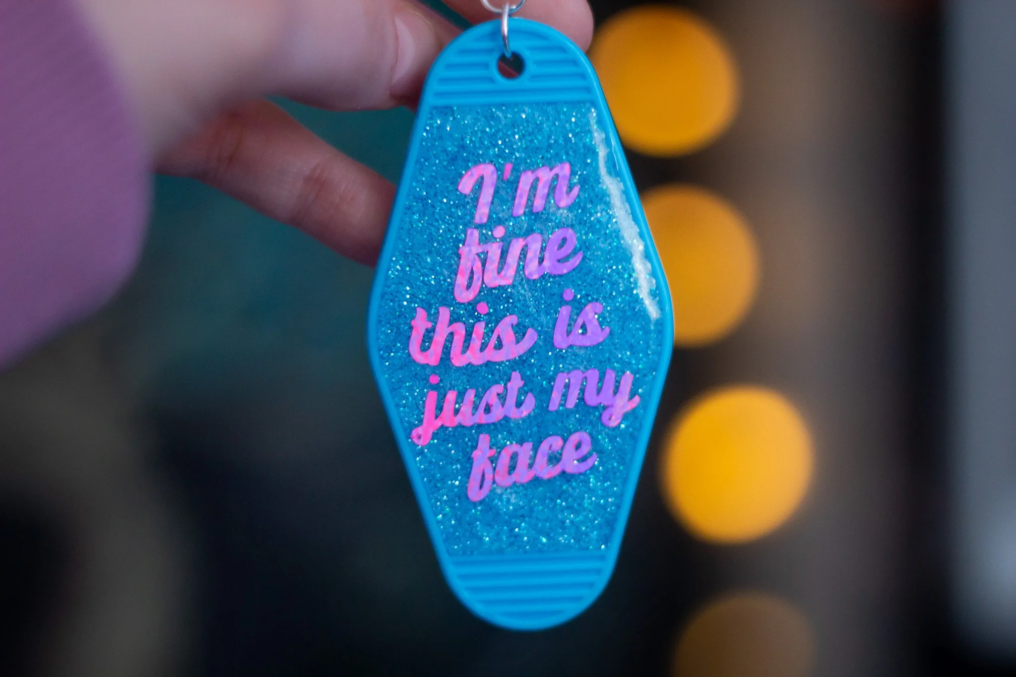 I’m Fine This Is Just My Face – Glitter Motel Keychain
