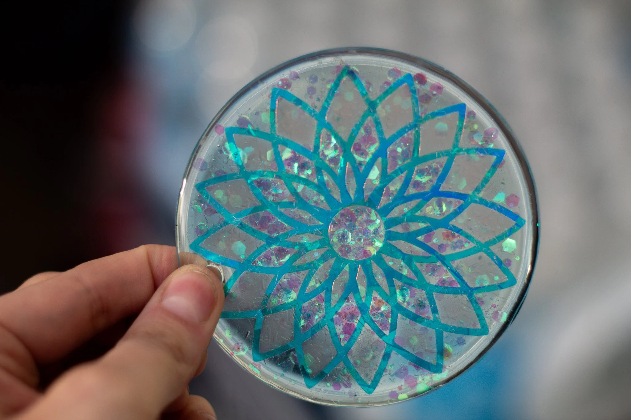 Ultraviolet Echo • Glow-in-the-Dark Resin Suncatcher • 3.5"