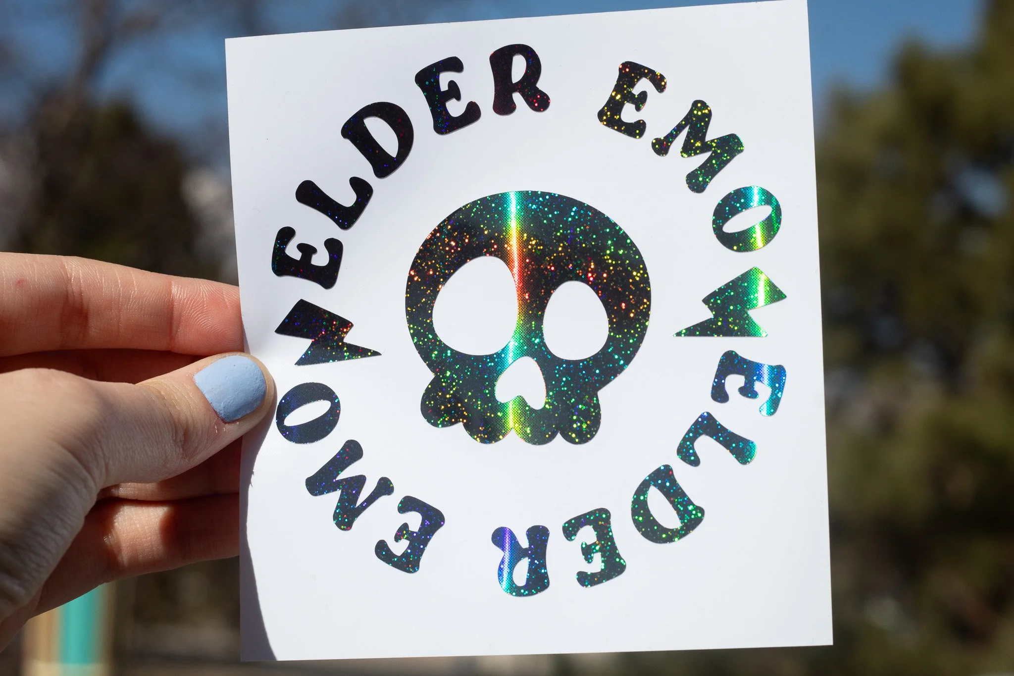 Elder Emo Club • Holographic Vinyl Decal • 4x4"
