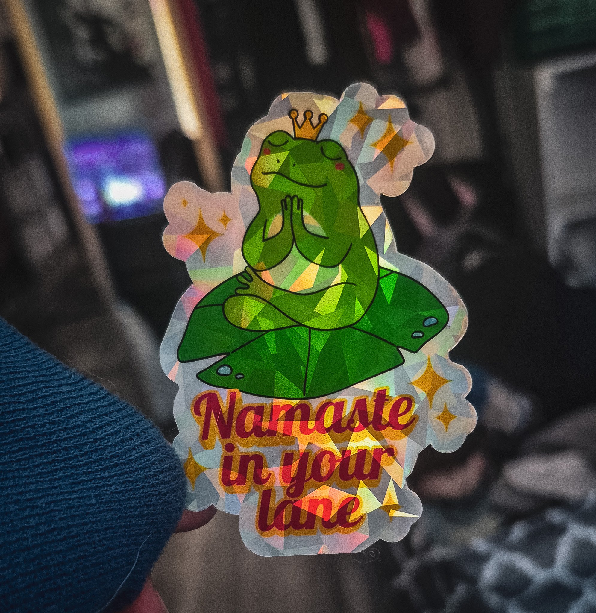 Namaste In Your Lane — Yoga Frog Die-cut Sticker