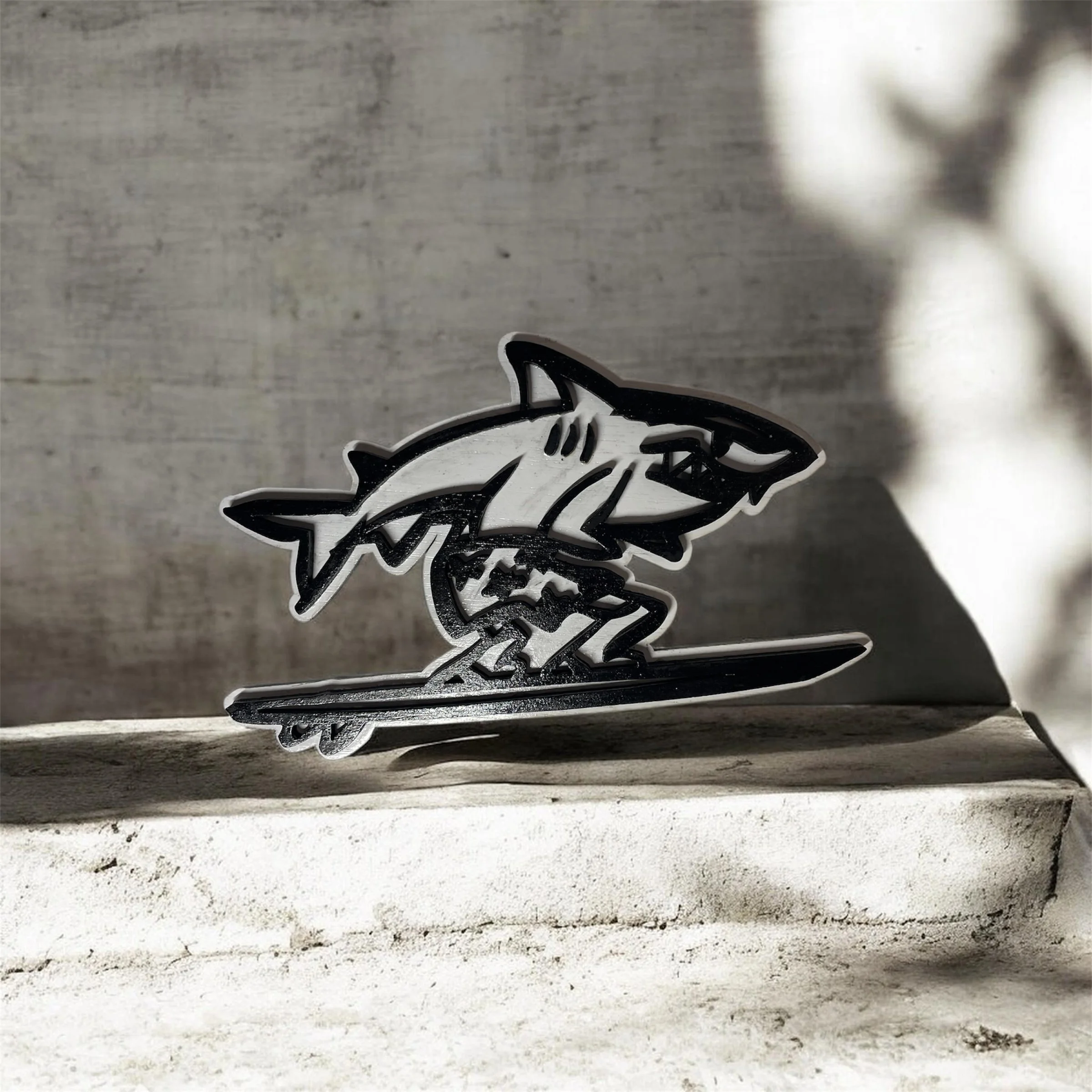 Acrylic Painted Wave Rider Shark - Wooden Wall Hanger