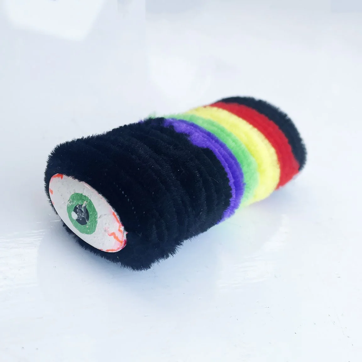 Rainbow Striped Fuzzy Lighter Case Koozie