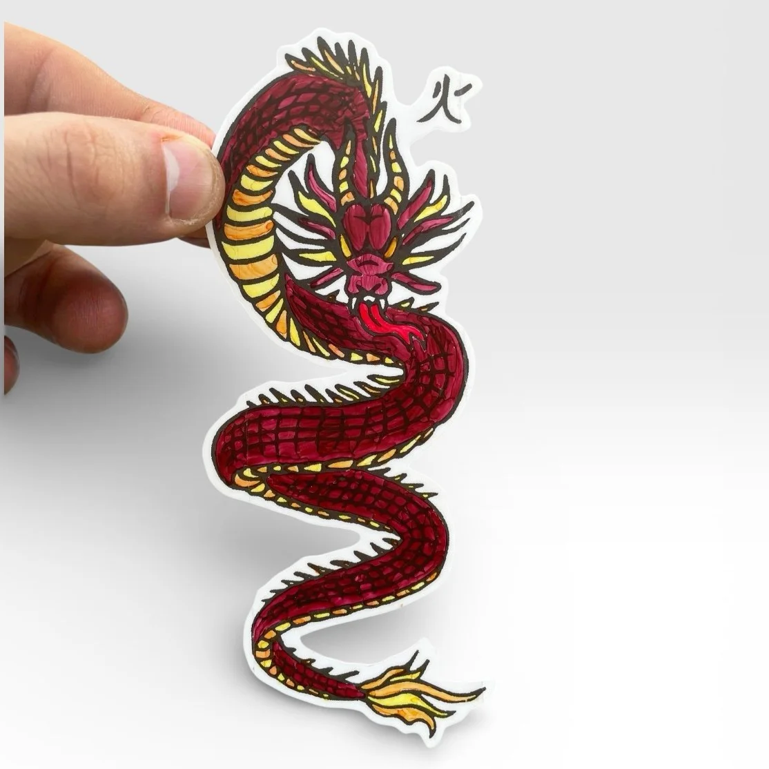 Fire Dragon Serpent - Handmade Sticker