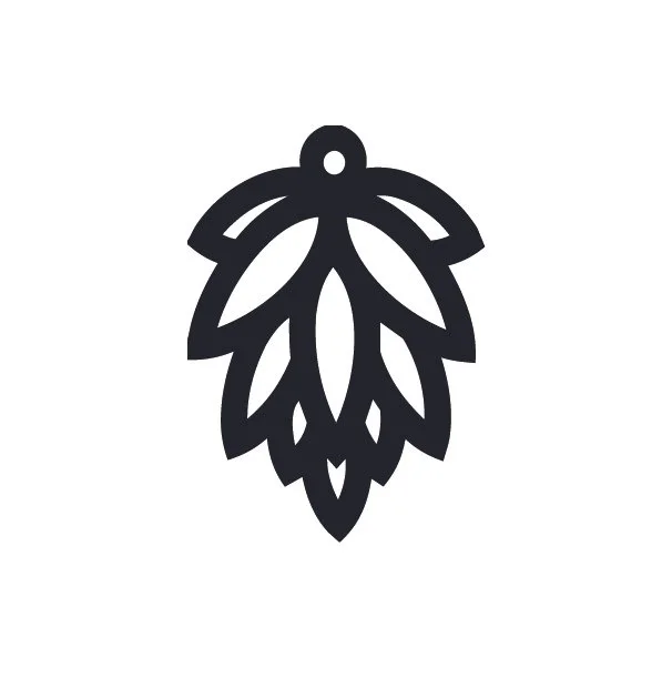 Black stylized hop cone illustration.