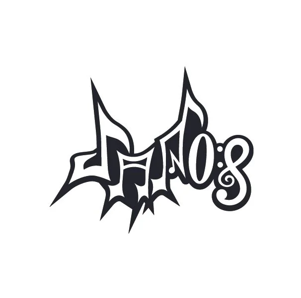 Tattoo-style text in black on a white background.