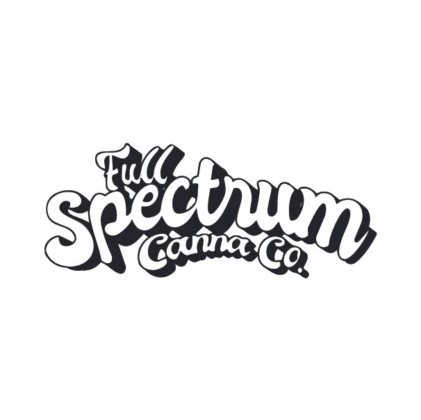 Logo with stylized text that says "Full Spectrum Cannabis Co." in black and white.