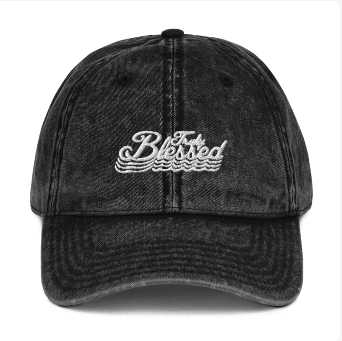3D Embroidery Truly Blessed Denim Dad Hat - Grey
