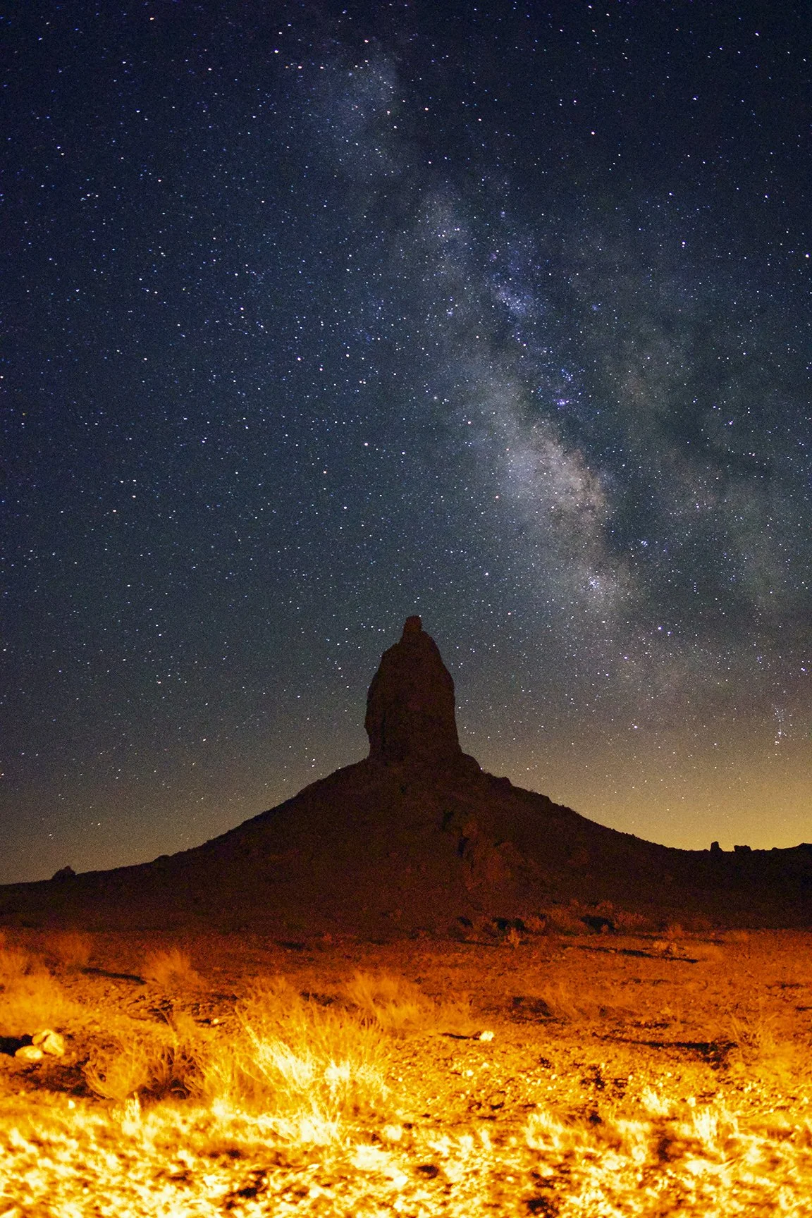City Lights Behind Trona Pinnacle - 8.5"x11" Ink Print