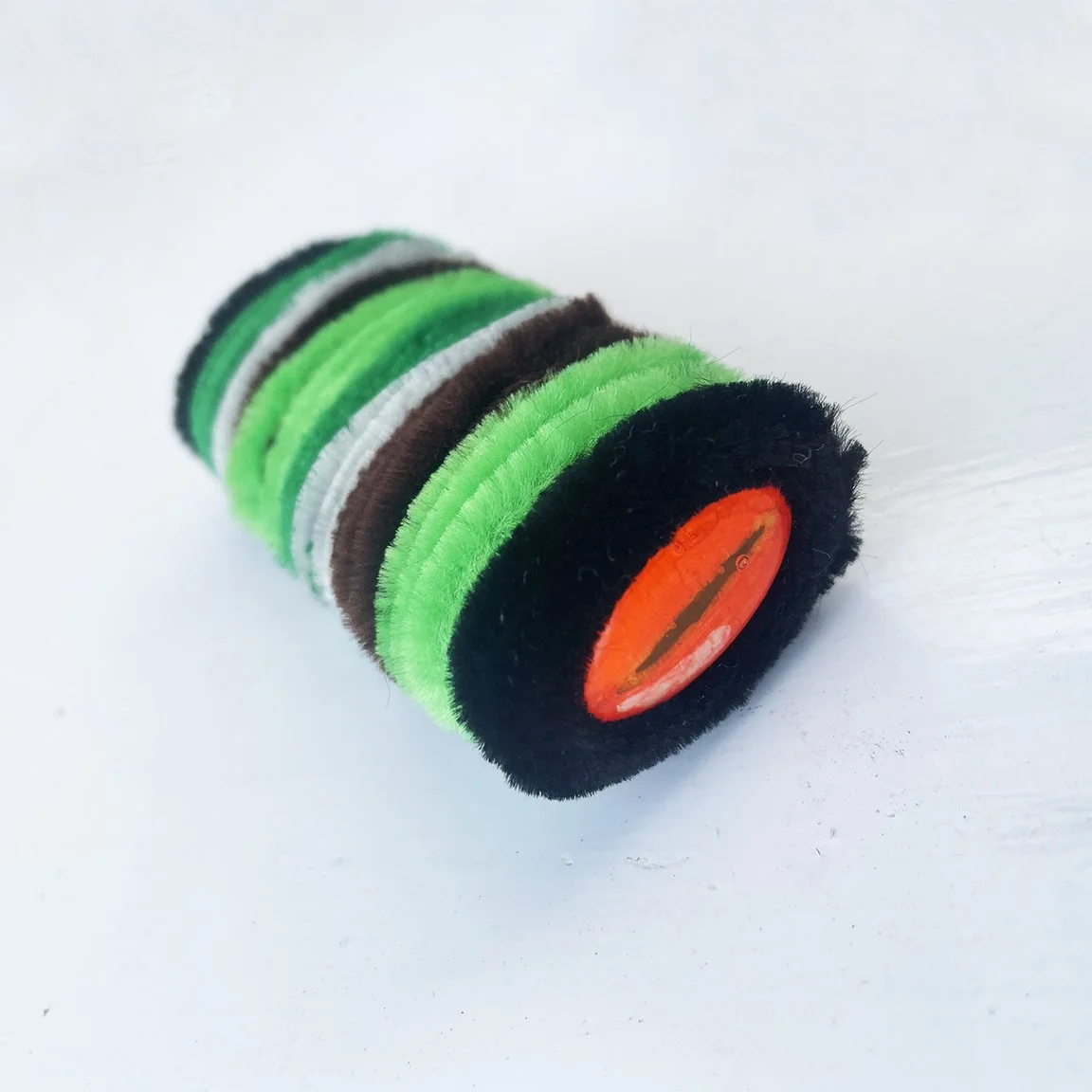 Handmade Red Eye Green Stripe "FUZZIE" - Fuzzy Lighter Koozie