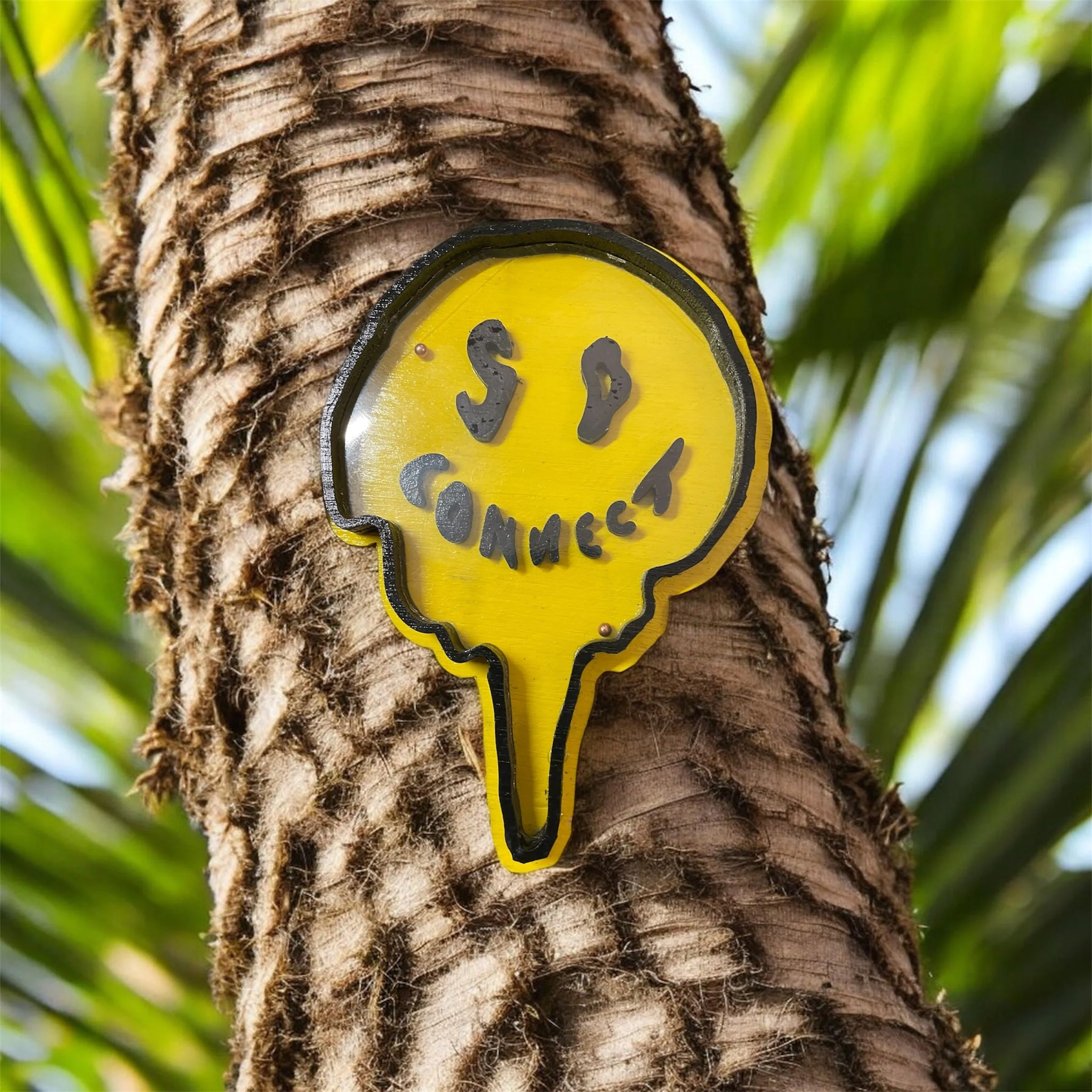 One-Of-A-Kind Handmade Up-Cycled Fidget Toy Connect SD Dripping Smiley Wall Hanger