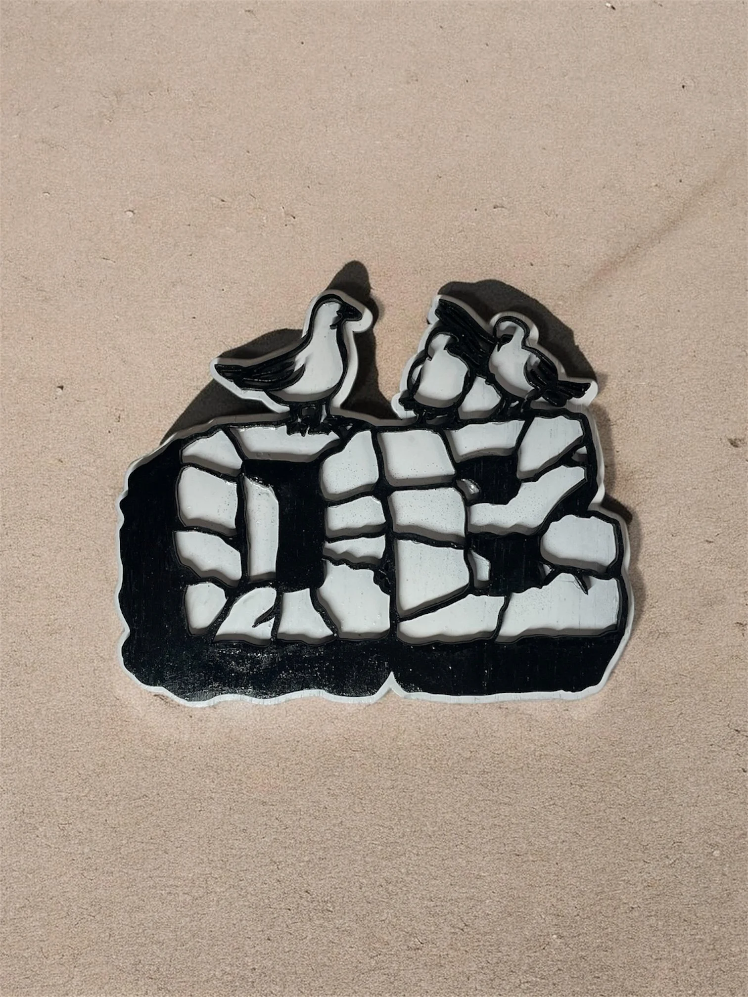 Acrylic Painted Ocean Beach "OB" Wooden Wall Hanger