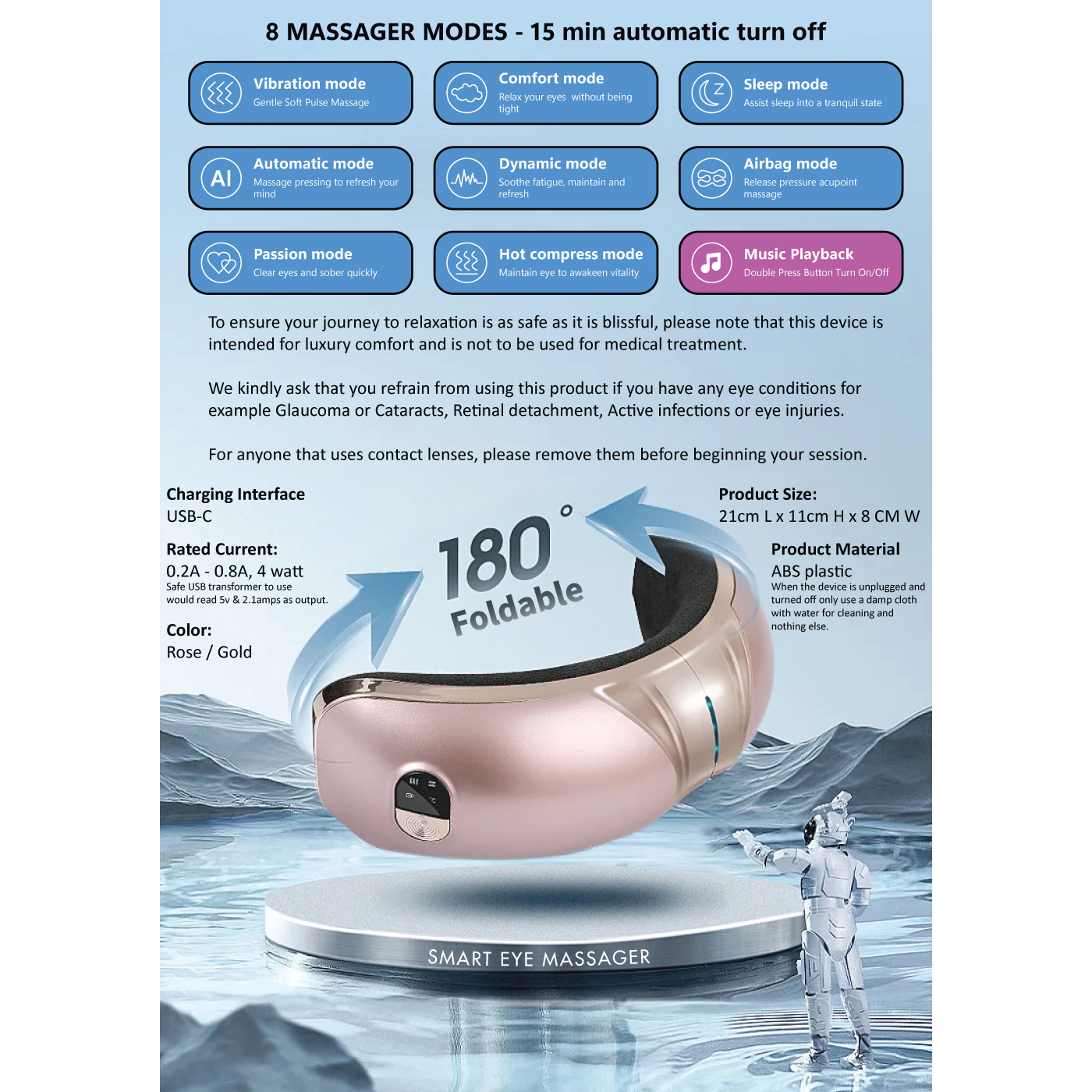 Smart Eye Massager Rose Gold