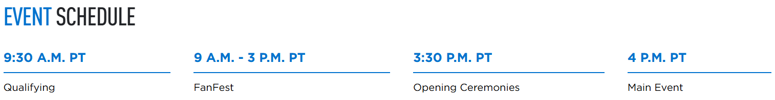 EVENT SCHEDULE (ALL TIMES LOCAL)