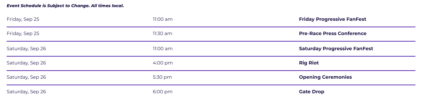 EVENT SCHEDULE