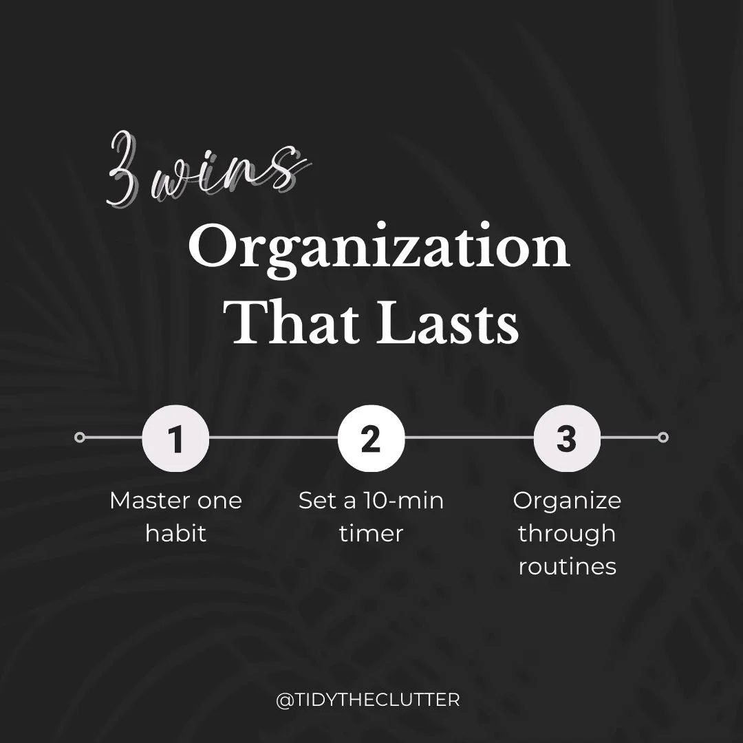 The secret to lasting organization? Sustainable habits! Try these 3 quick wins. Which one will you try first?

Link in bio &rarr; search '022' ⏱️

#organizationhabits #10minutetidy #momhacks #quickorganization