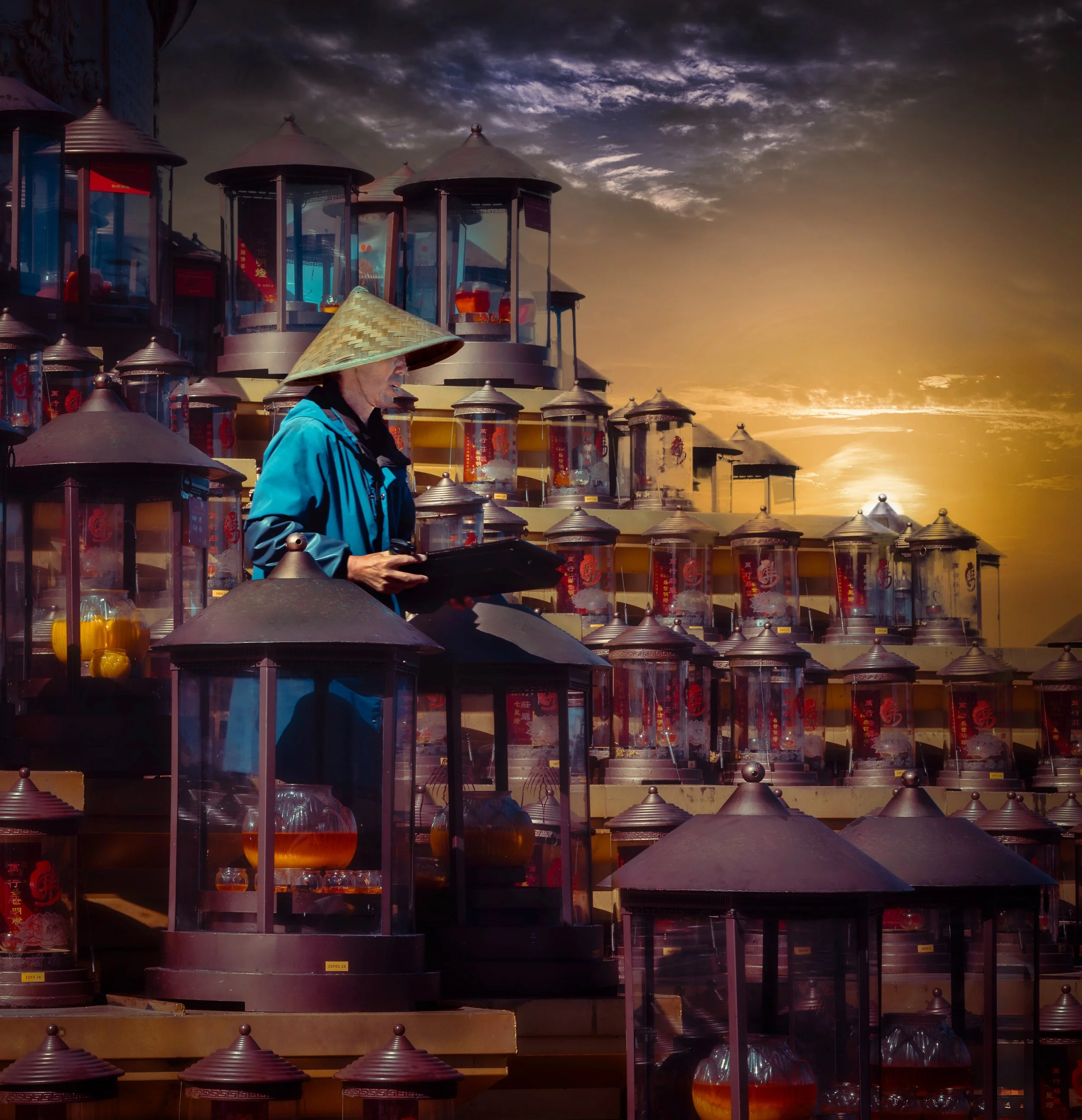 Lighting candles, Emeishan, China