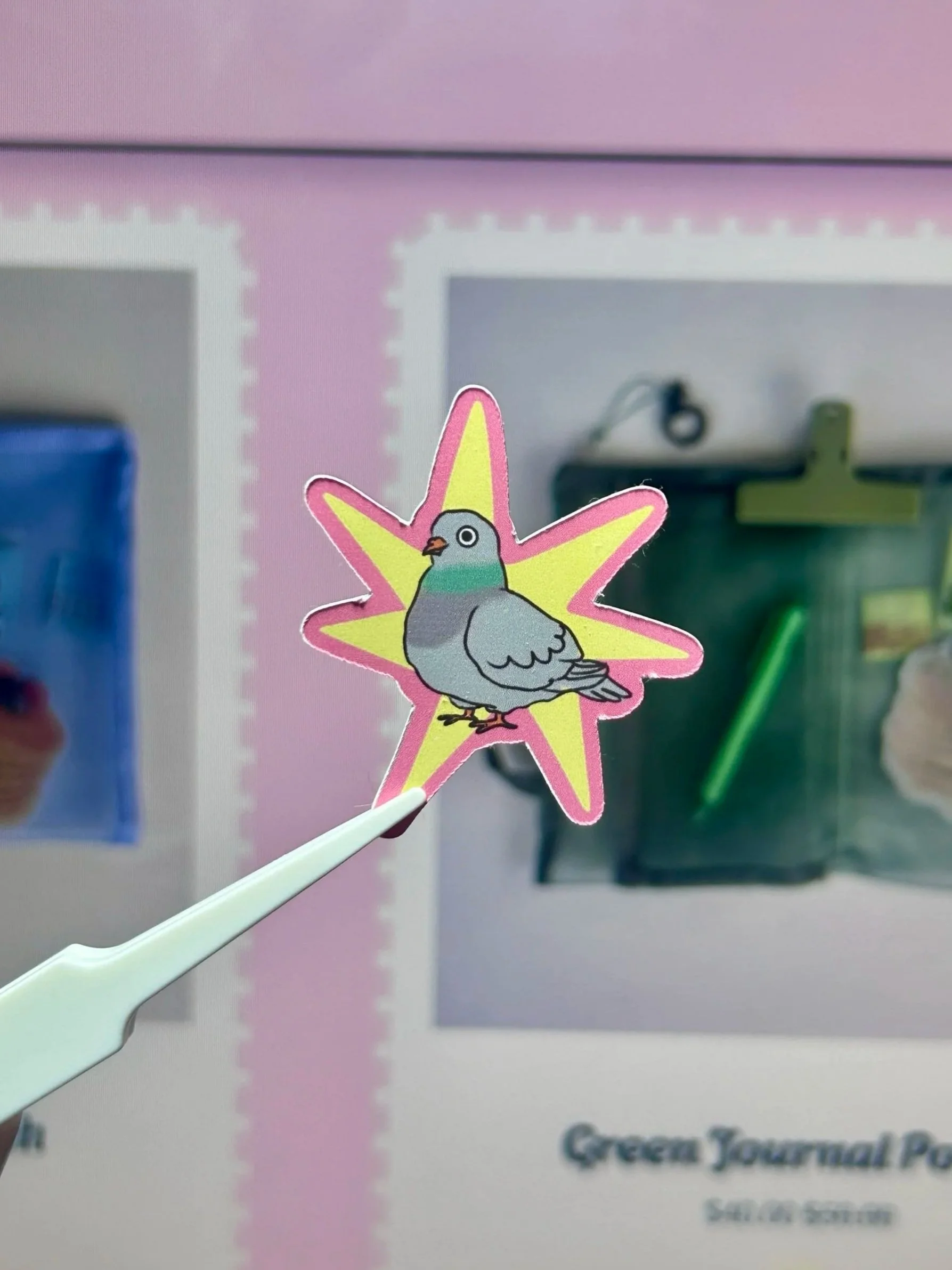 whimsy pigeon sticker | handmade bird sticker