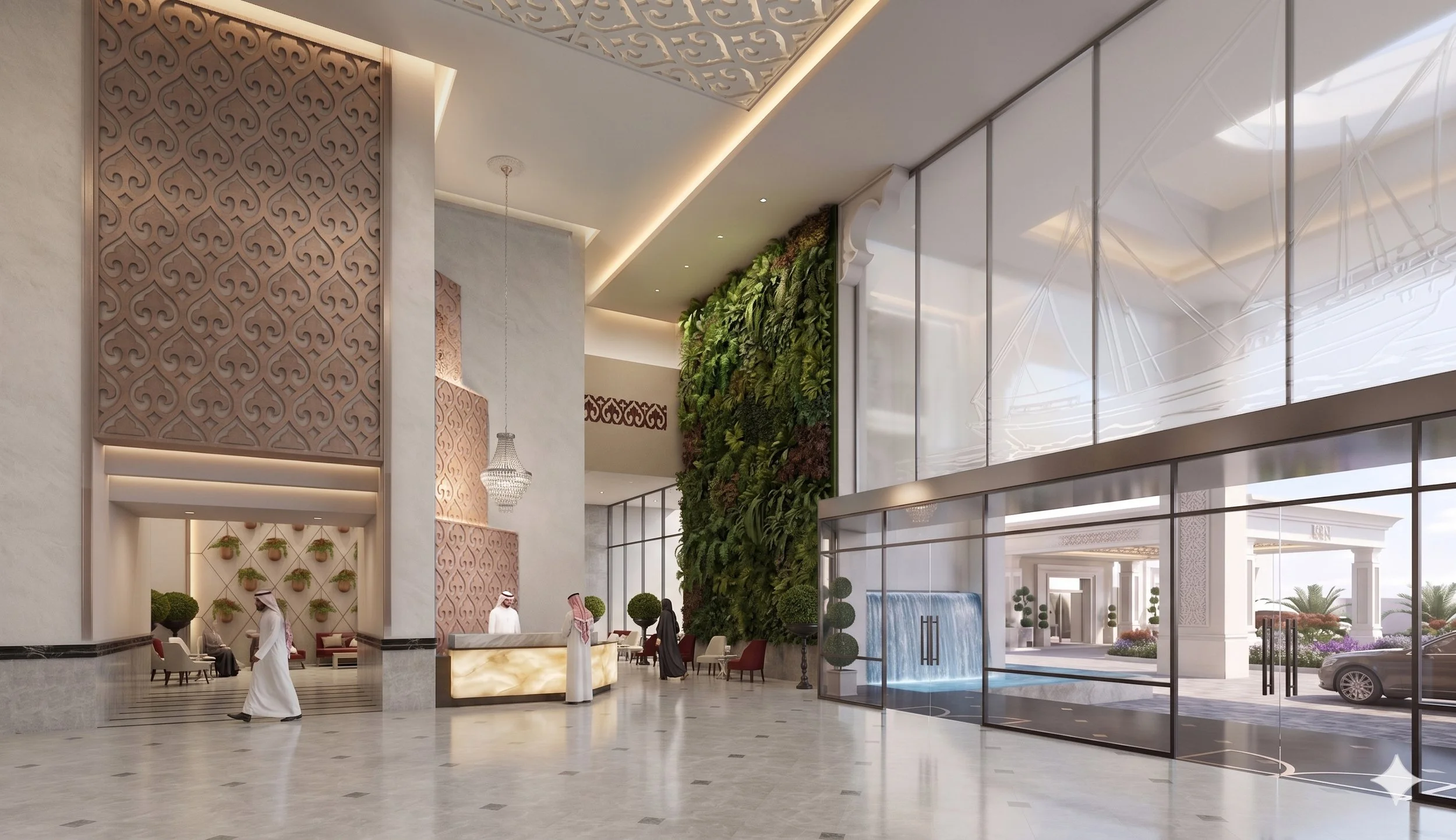 Double height entrance lobby of a hotel apartment
