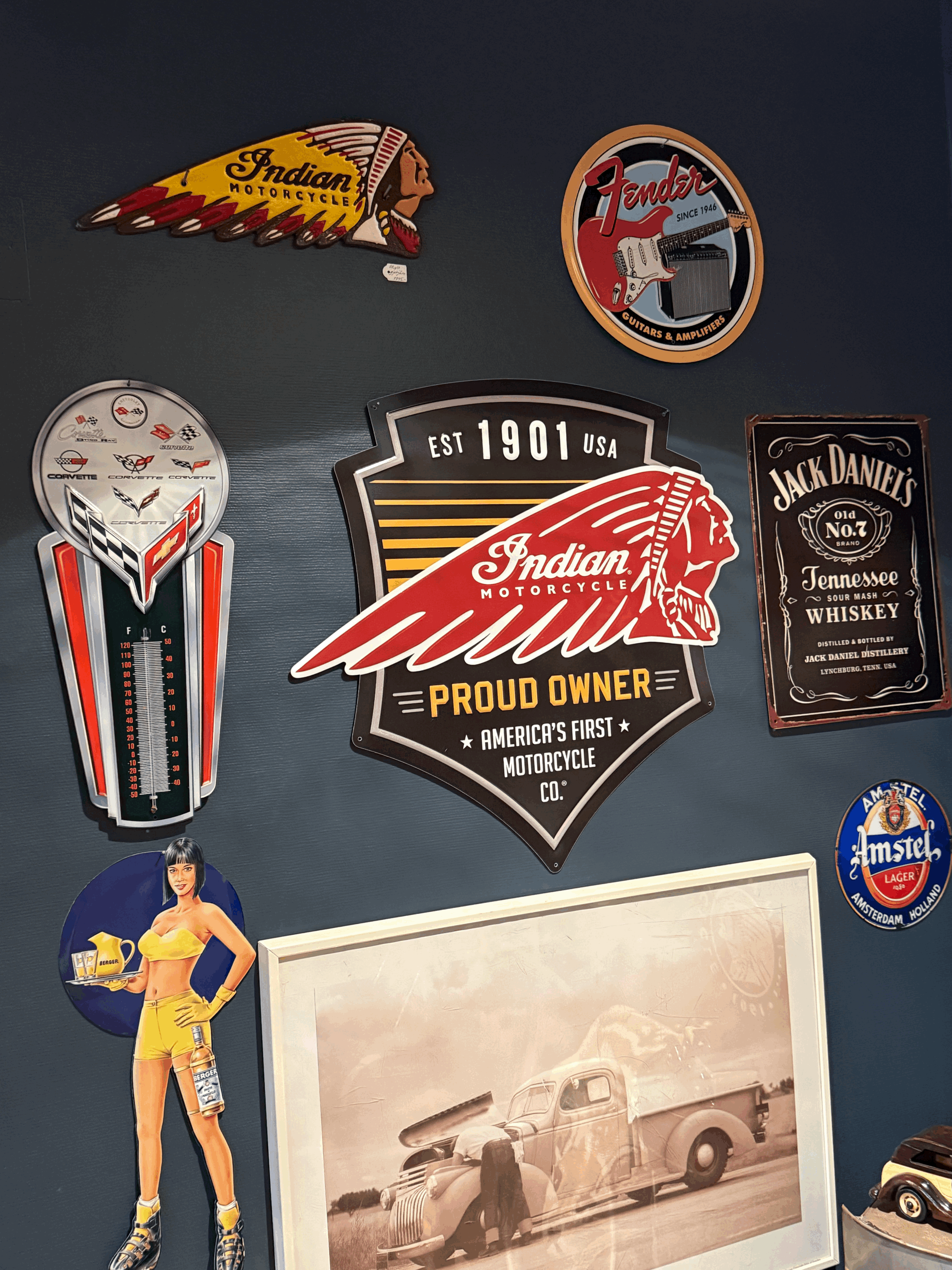 Indian Motorcycle gjutjärnsskylt retro motorcykel dekor vägg