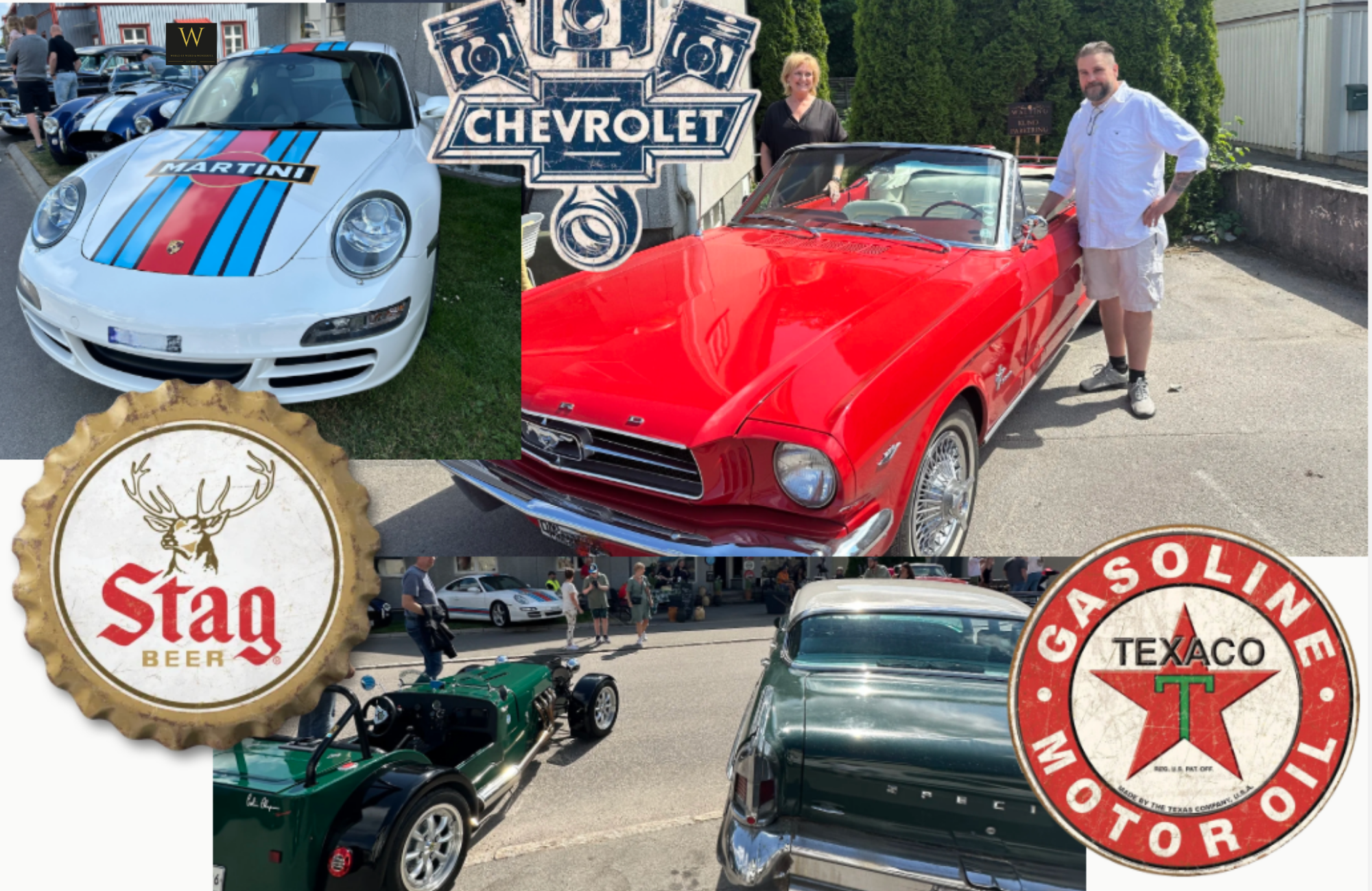 Klassiska bilar och veteranbilar vid Super Motorweekend i Svenljunga utanför Walting Design