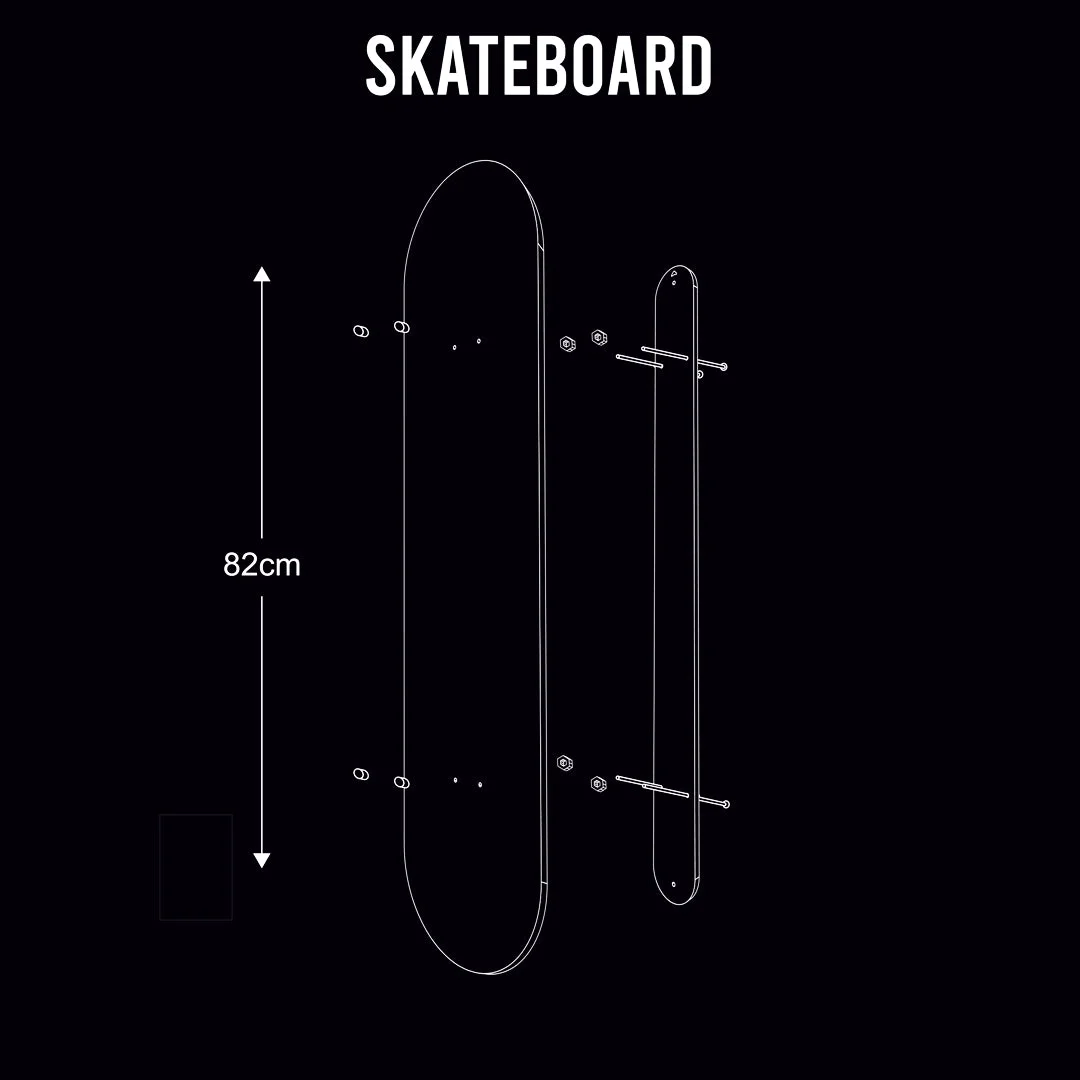 montering av plexiglas skateboard lampa med väggfäste och mått