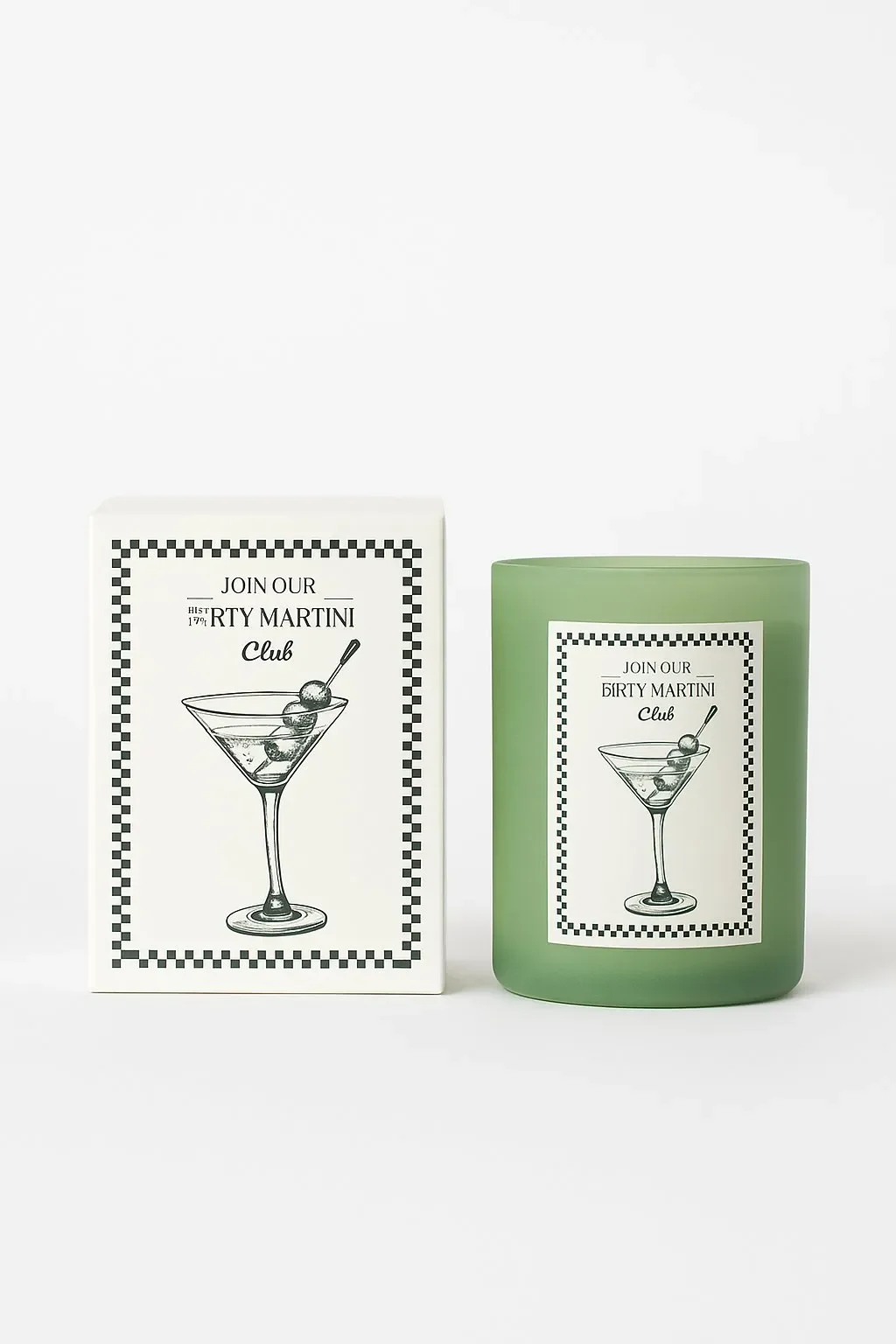 Doftljus Dirty Martini Candle i grönt glas