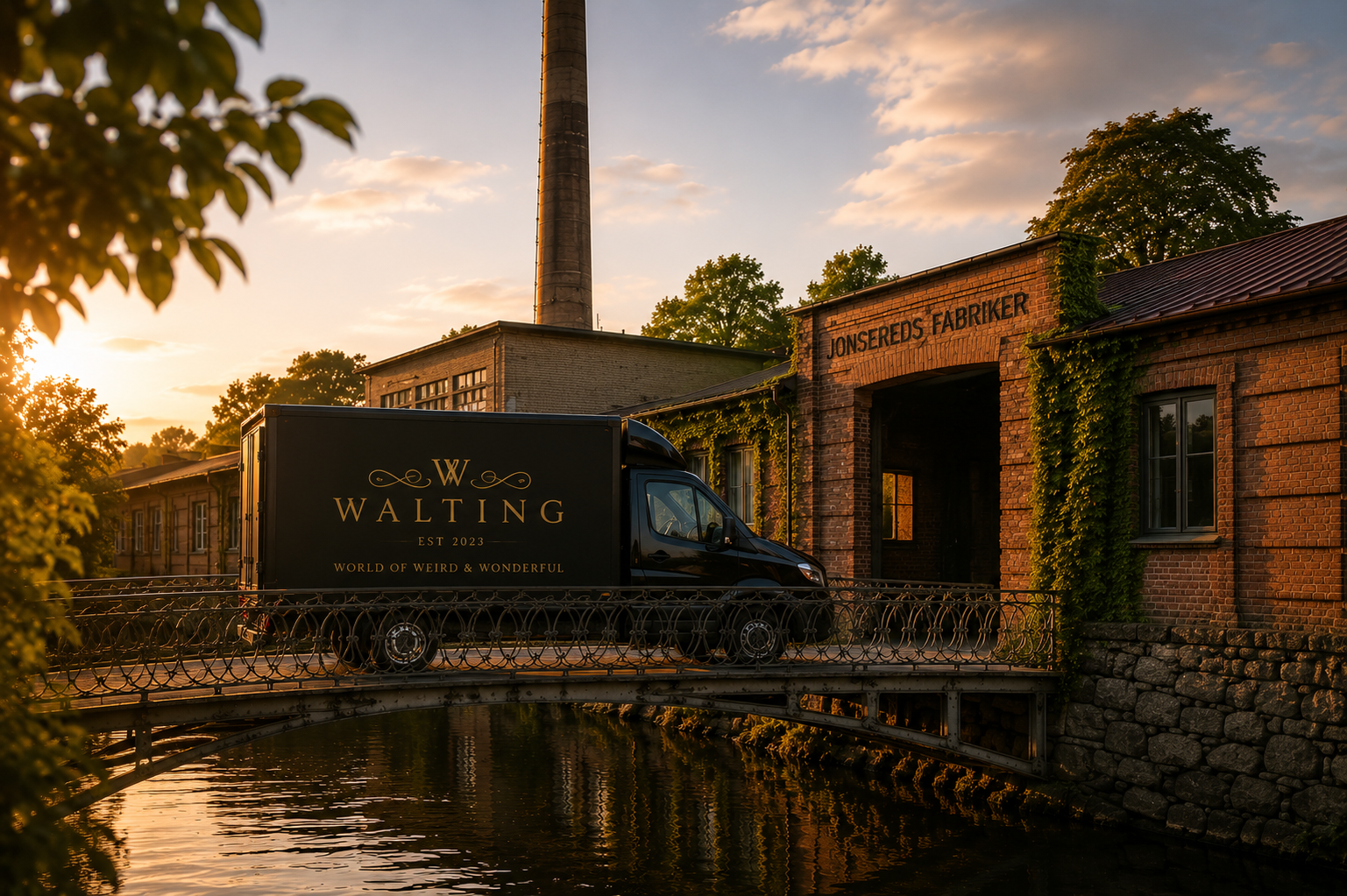 Walting Designs flyttbil framför Jonsereds Fabriker inför öppningen av den nya butiken i oktober 2026.