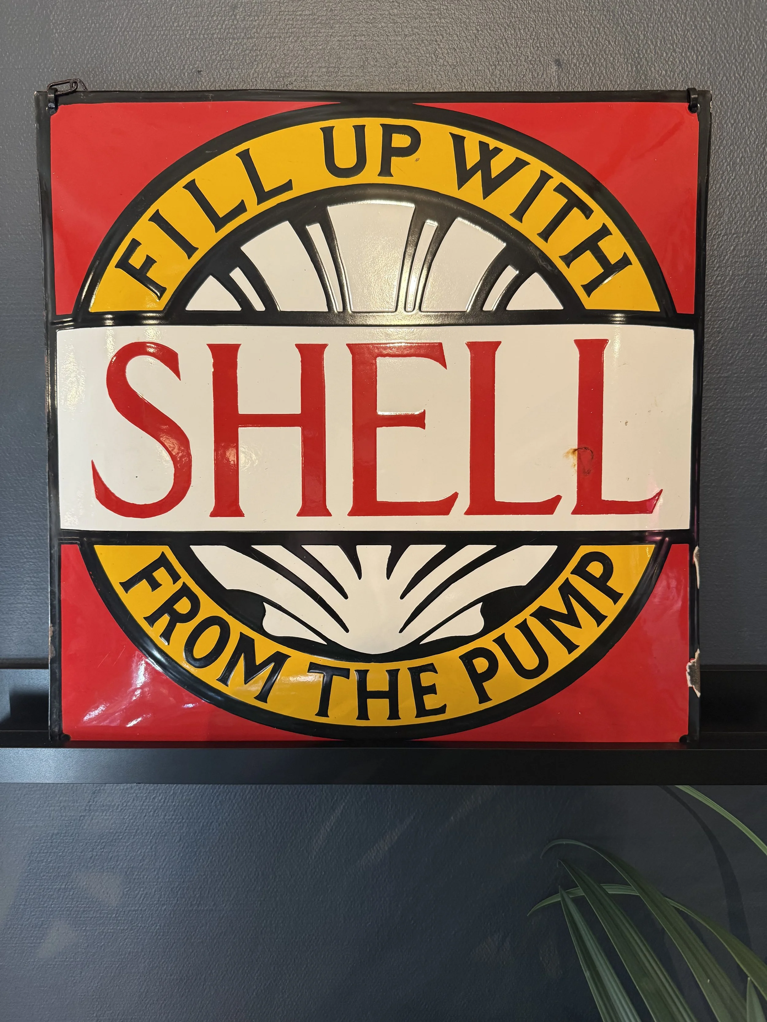 SHELL – ÄLDRE EMALJSKYLT