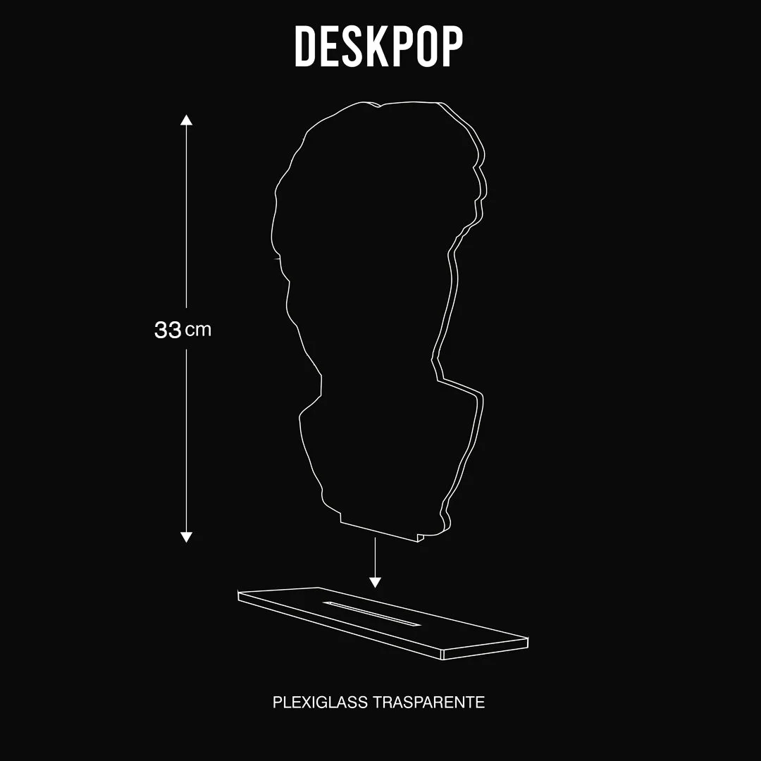 montering av deskpop plexiglas skulptur med fot