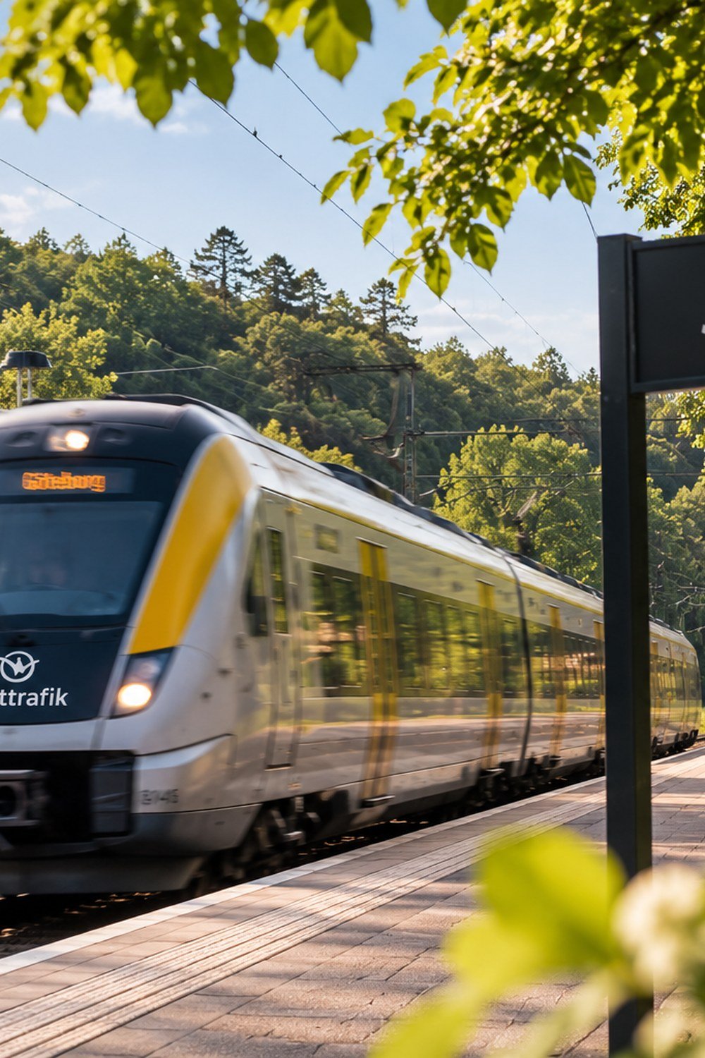 Pendeltåg vid Jonsereds station, cirka 15 minuter från Göteborg.