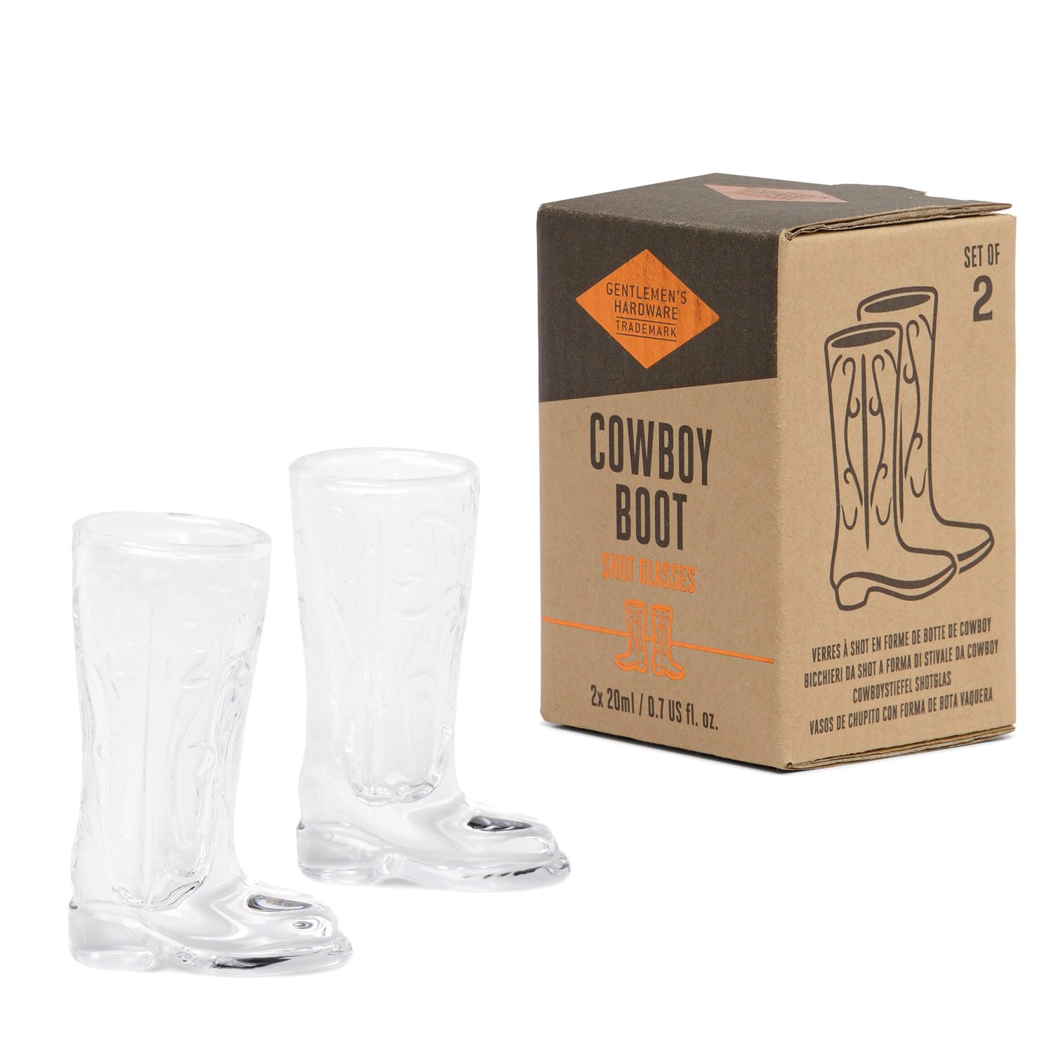 Cowboystövel shotsglas i glas från Gentlemen’s Hardware