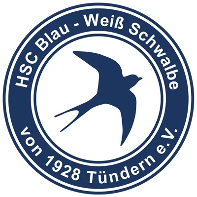 Logo of HSC Blau-Weiß Schwalbe, a sports club established in 1928, featuring a stylized bird in the center.
